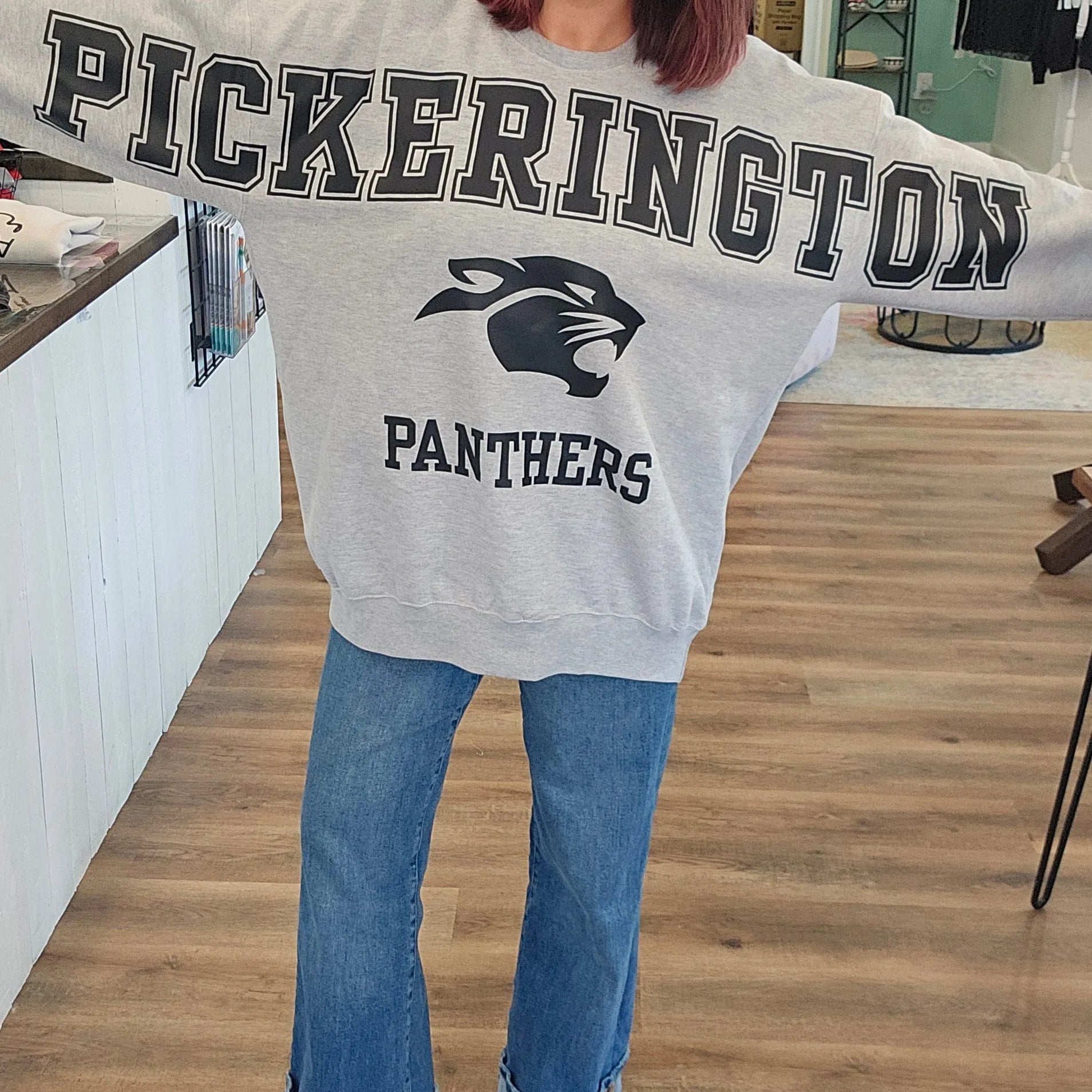 Shop Oversized Pickerington Panthers Spirit Sweatshirt- at Ruby Joy Boutique, a Women's Clothing Store in Pickerington, Ohio