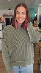 Shop Oversized Washed Sweater - Dark Olive- at Ruby Joy Boutique, a Women's Clothing Store in Pickerington, Ohio