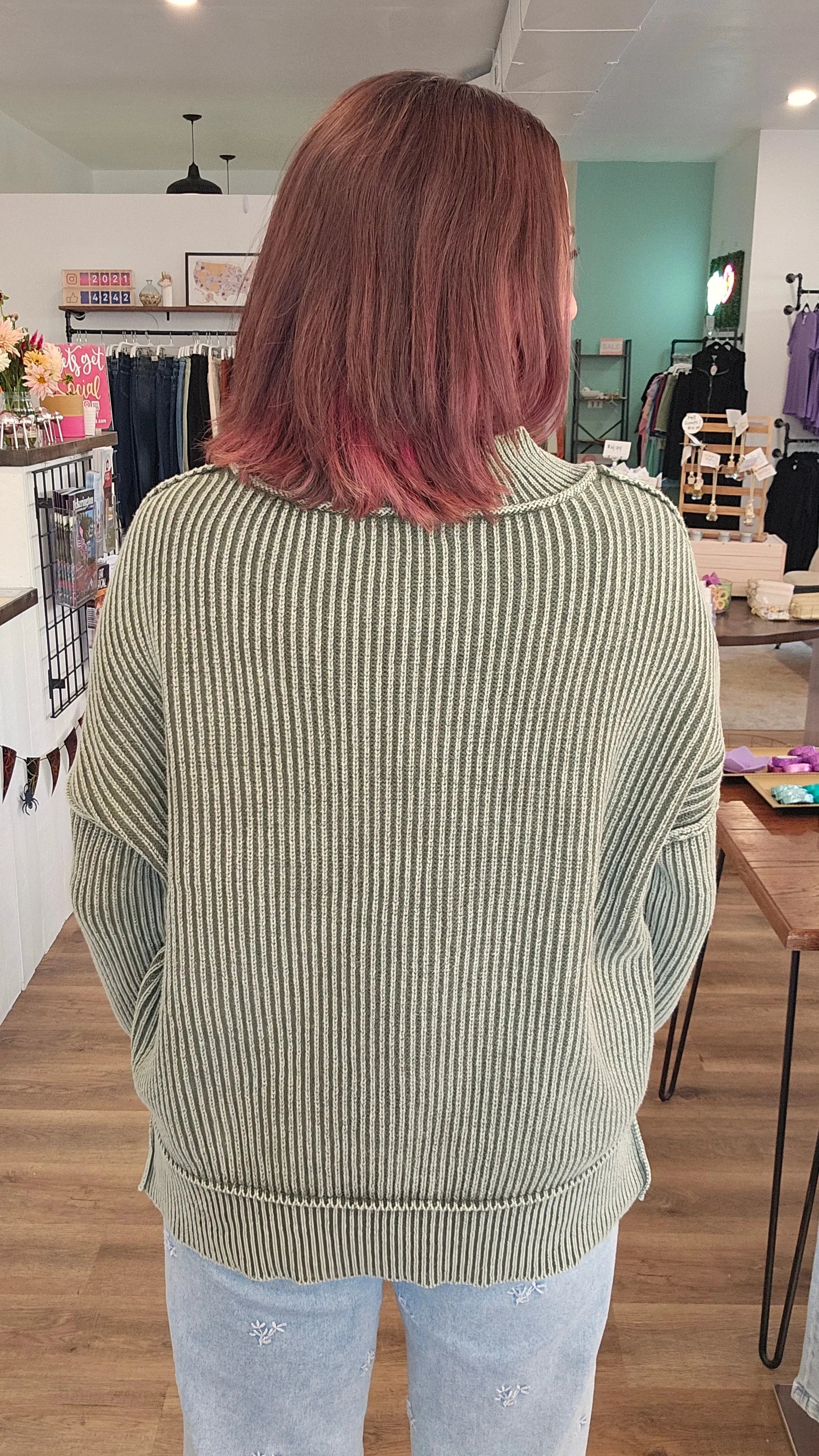 Shop Oversized Washed Sweater - Dark Olive- at Ruby Joy Boutique, a Women's Clothing Store in Pickerington, Ohio