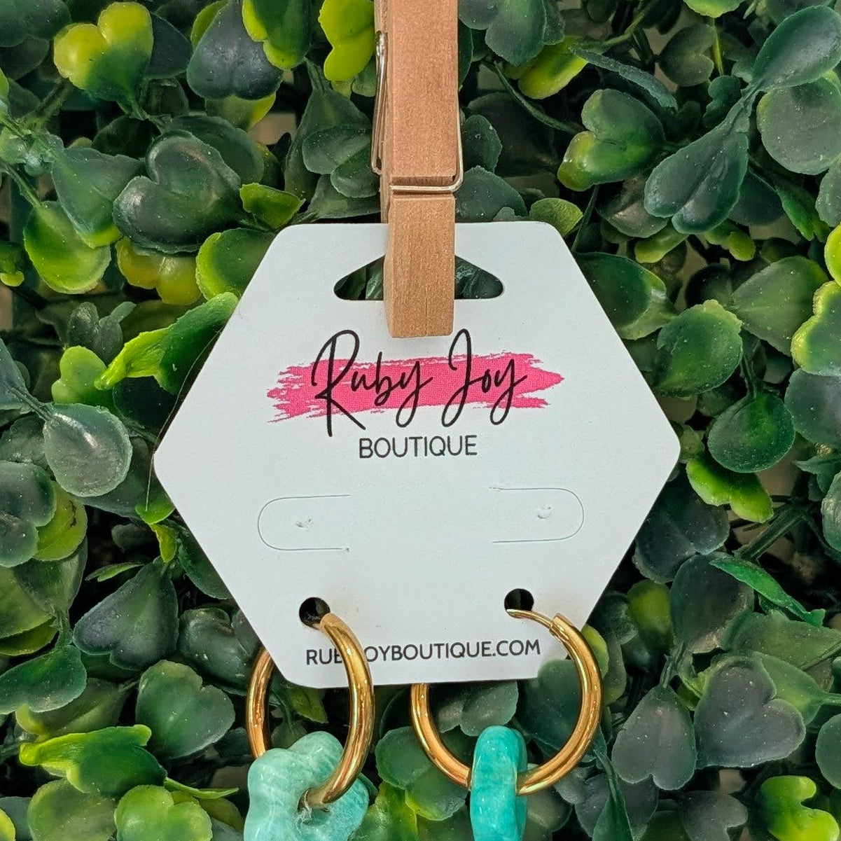 Shop Glass Flower Hoop Earrings-Green Agate at Ruby Joy Boutique, a Women's Clothing Store in Pickerington, Ohio