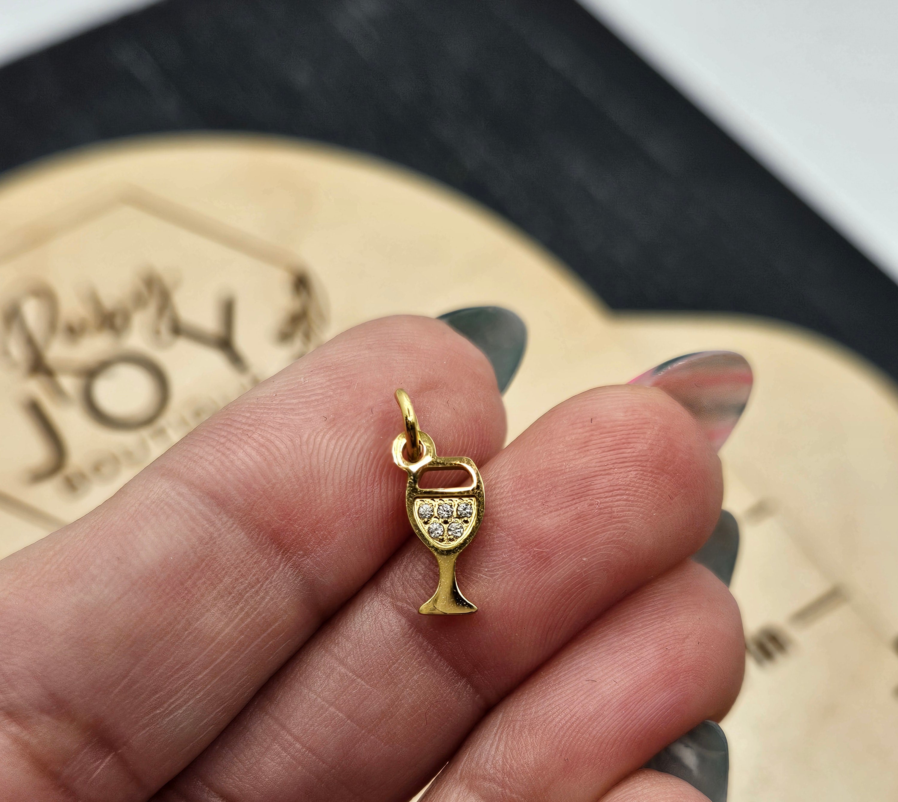 Shop Pave Wine Glass Charm- at Ruby Joy Boutique, a Women's Clothing Store in Pickerington, Ohio