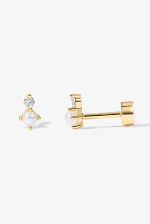 Shop Pearl & Crystal Flat Back Stud Earrings-Earrings at Ruby Joy Boutique, a Women's Clothing Store in Pickerington, Ohio