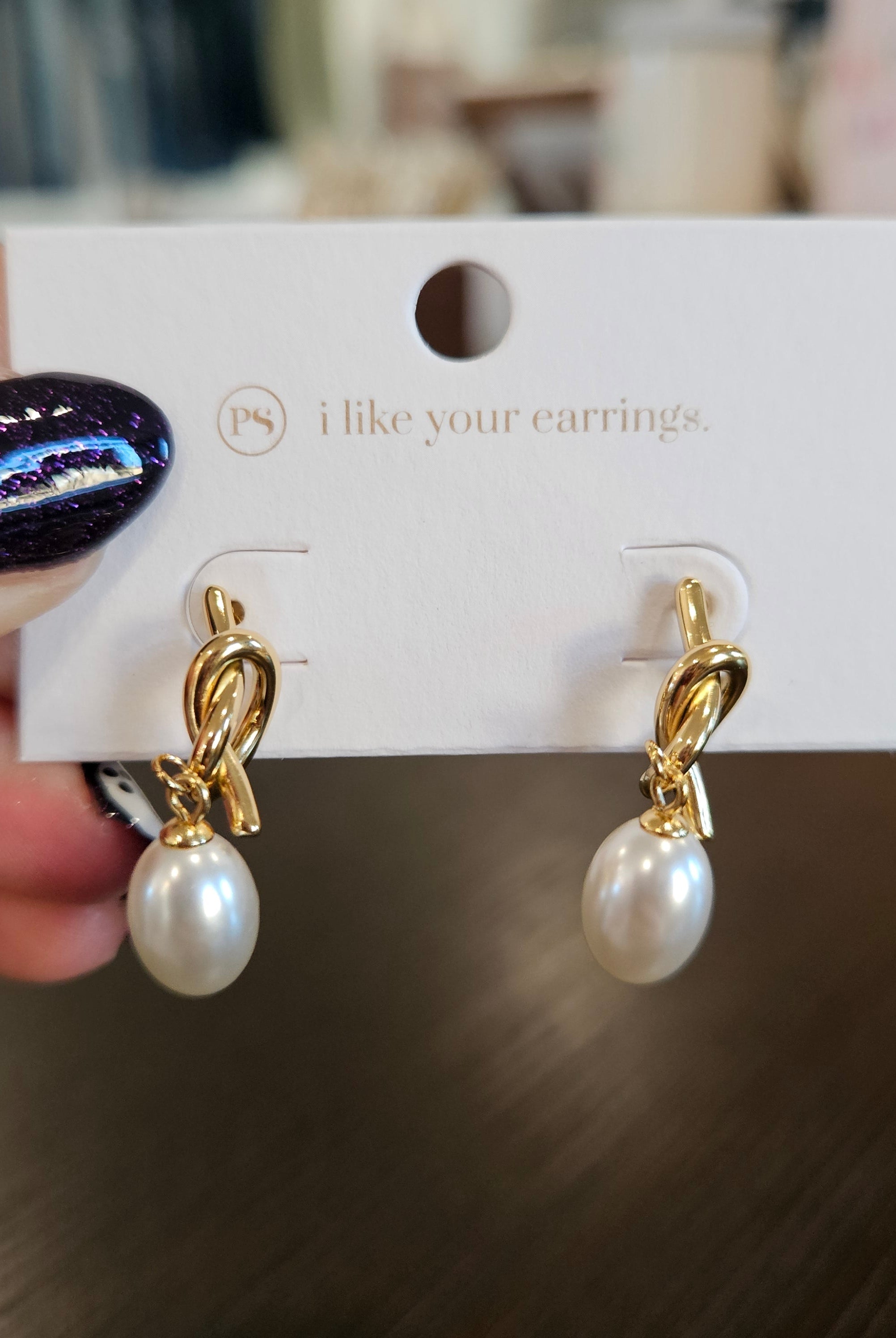 Shop Pearl Drop Knot Earrings-Earrings at Ruby Joy Boutique, a Women's Clothing Store in Pickerington, Ohio