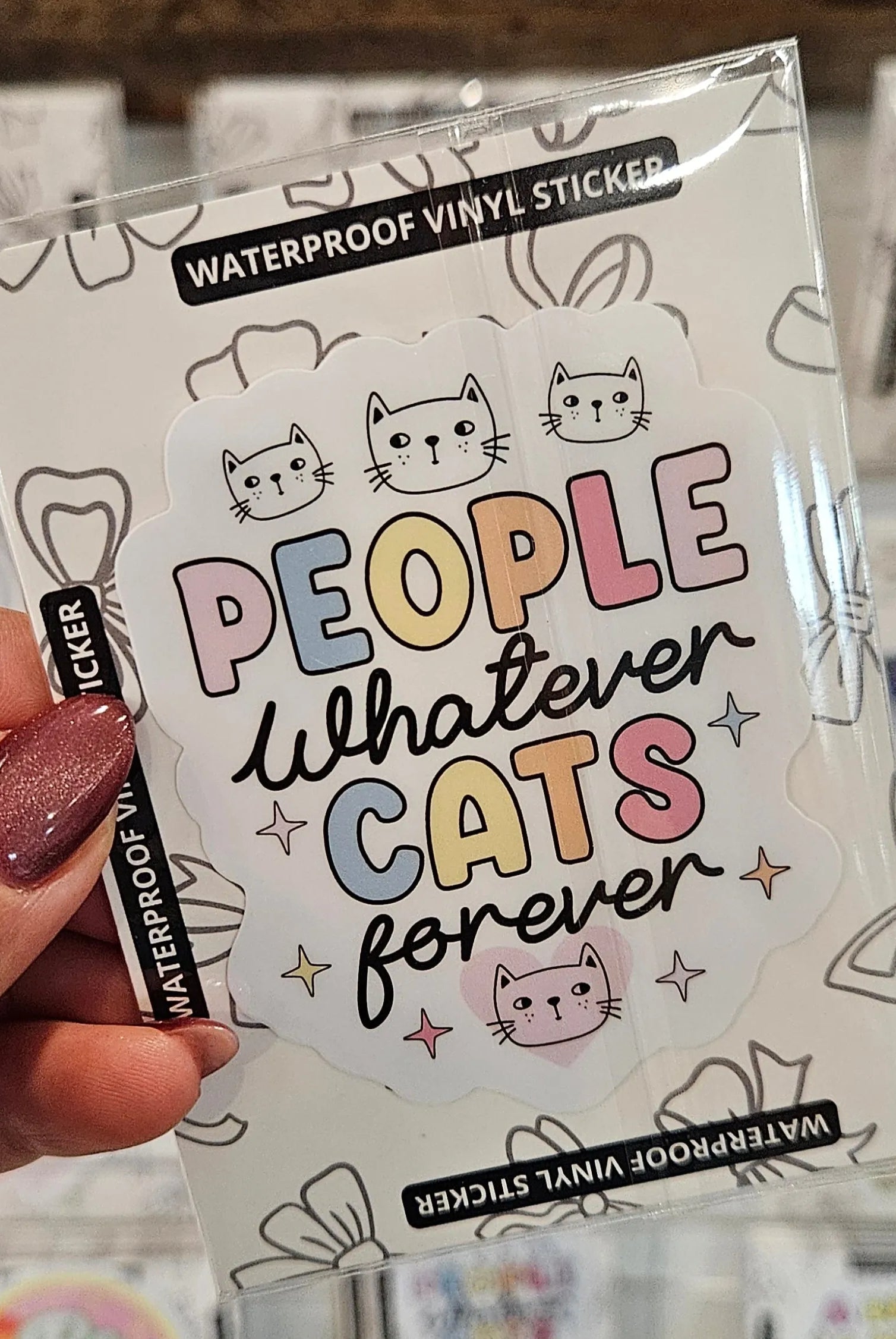 Shop People Whatever Cats Forever | Waterproof Vinyl Sticker- at Ruby Joy Boutique, a Women's Clothing Store in Pickerington, Ohio