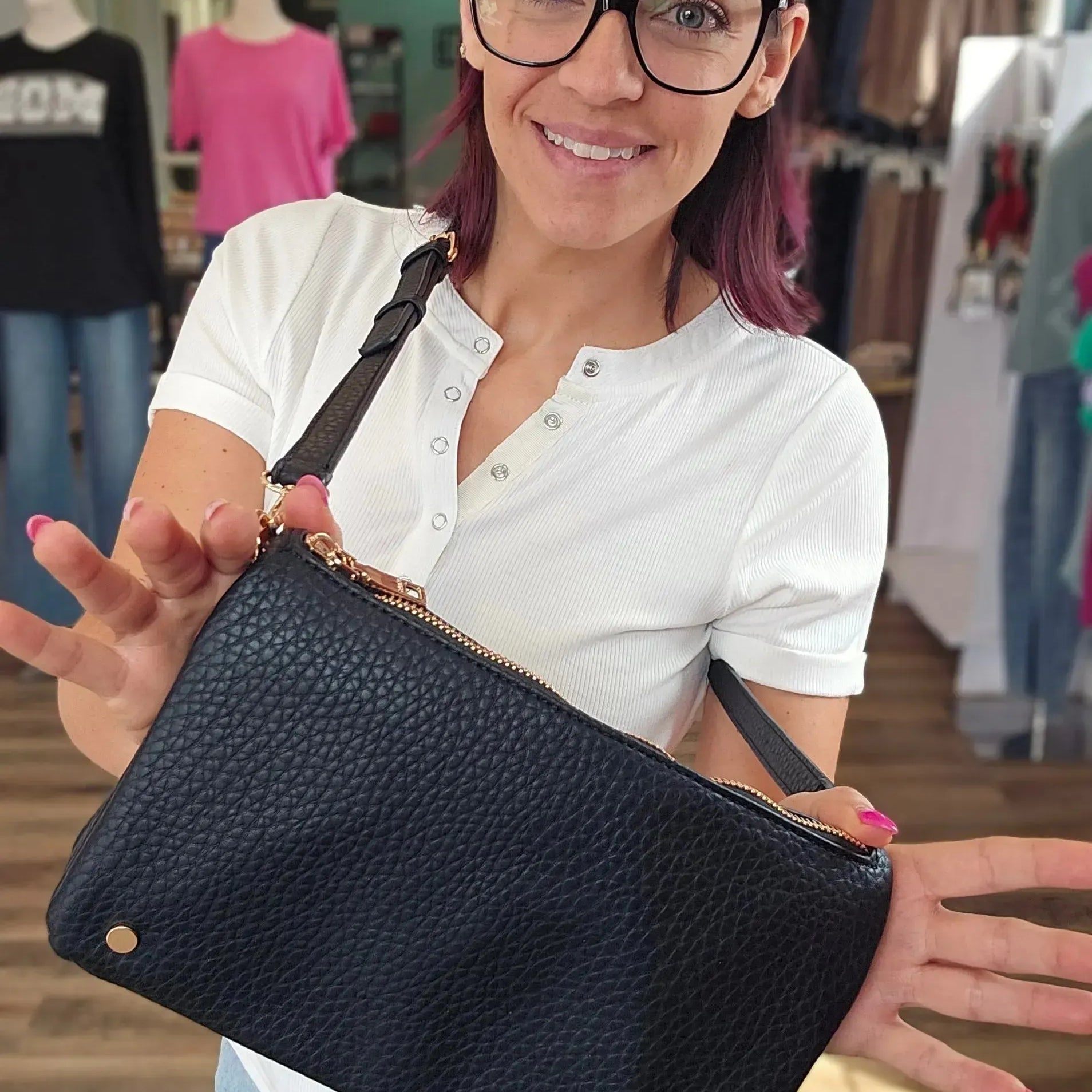 Shop Phiona Studded Crossbody | Black- at Ruby Joy Boutique, a Women's Clothing Store in Pickerington, Ohio