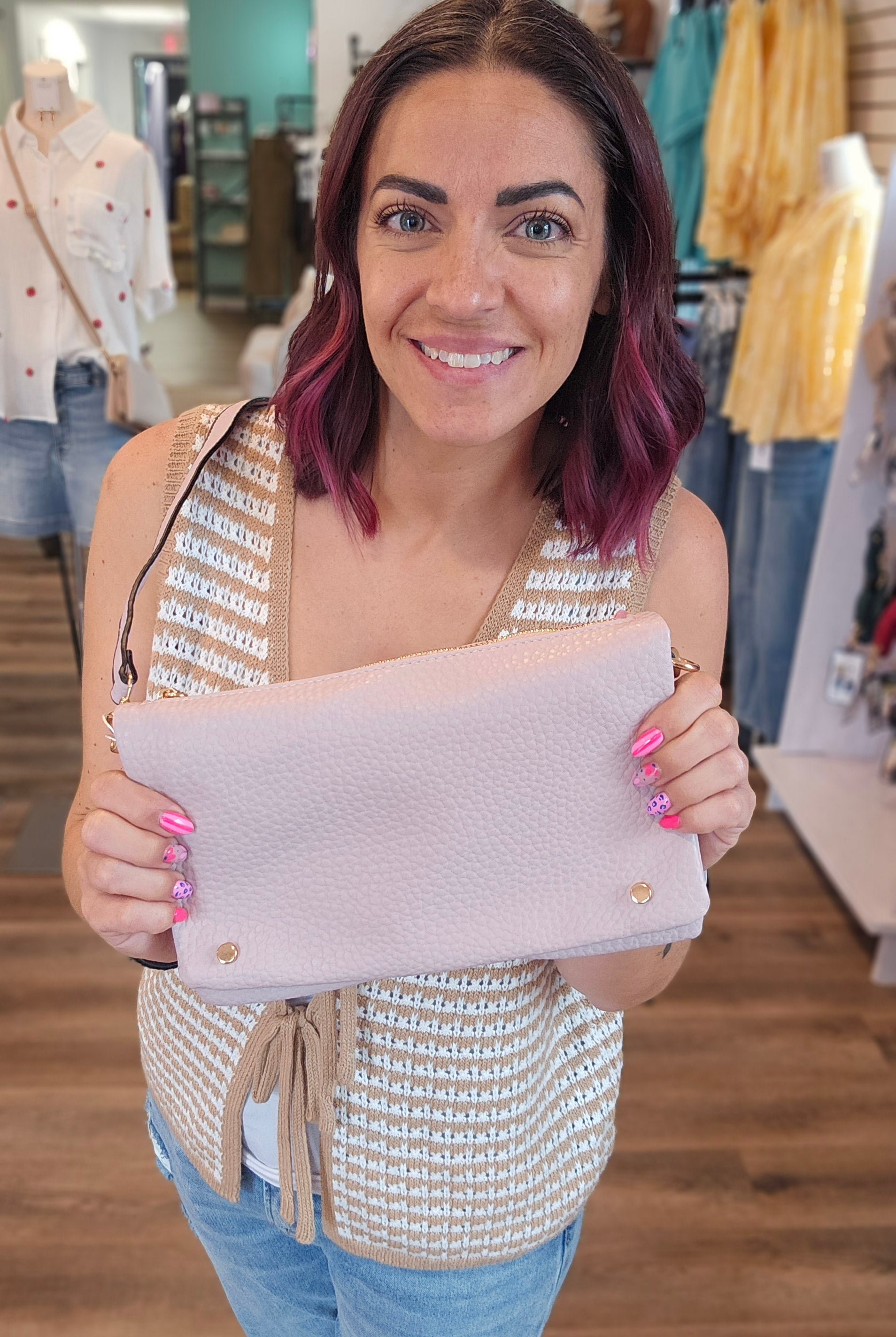 Shop Phiona Studded Crossbody | Dusky Purple- at Ruby Joy Boutique, a Women's Clothing Store in Pickerington, Ohio