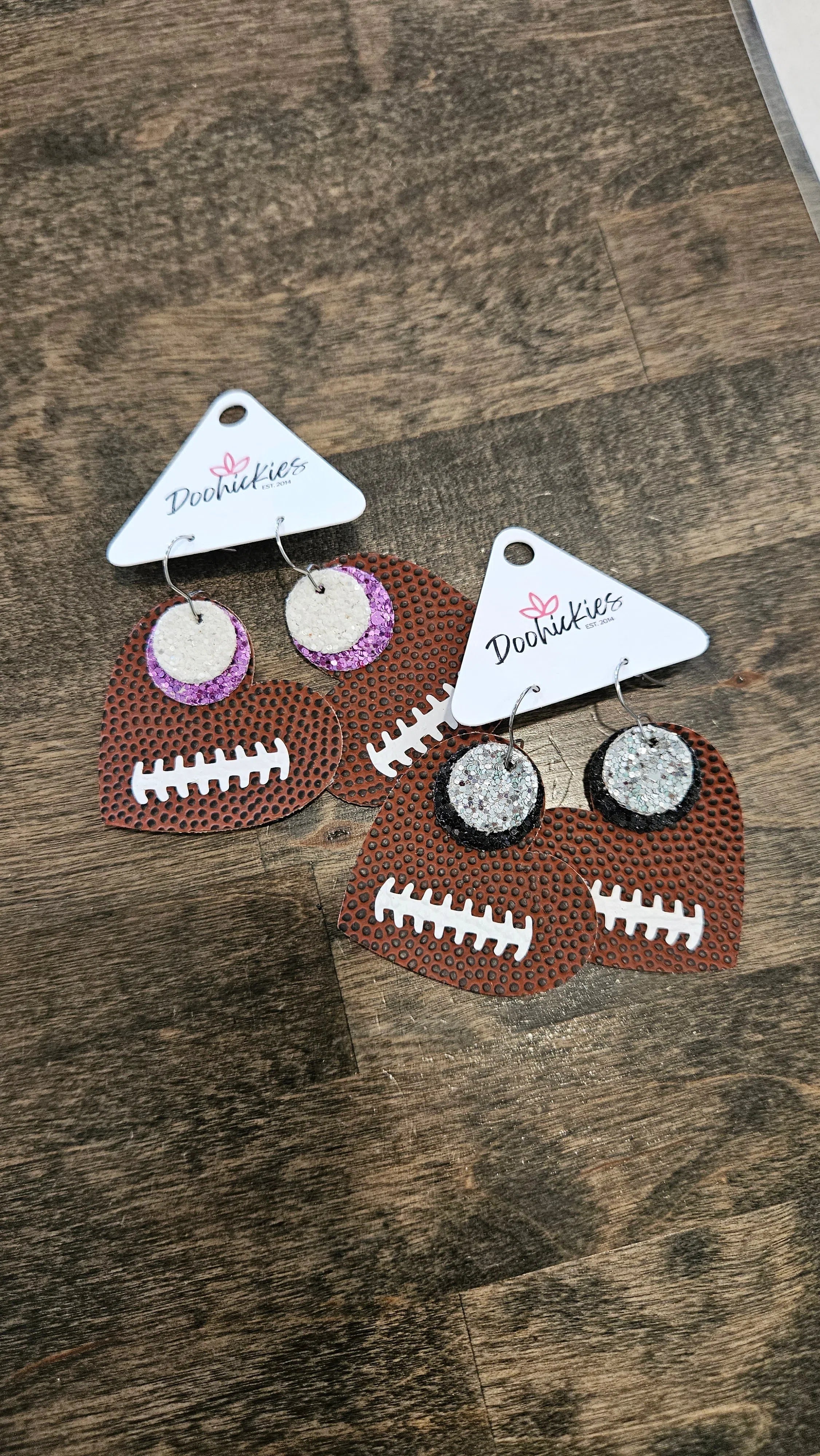 Shop Pickerington Sparkle Heart Football Earrings-Earrings at Ruby Joy Boutique, a Women's Clothing Store in Pickerington, Ohio