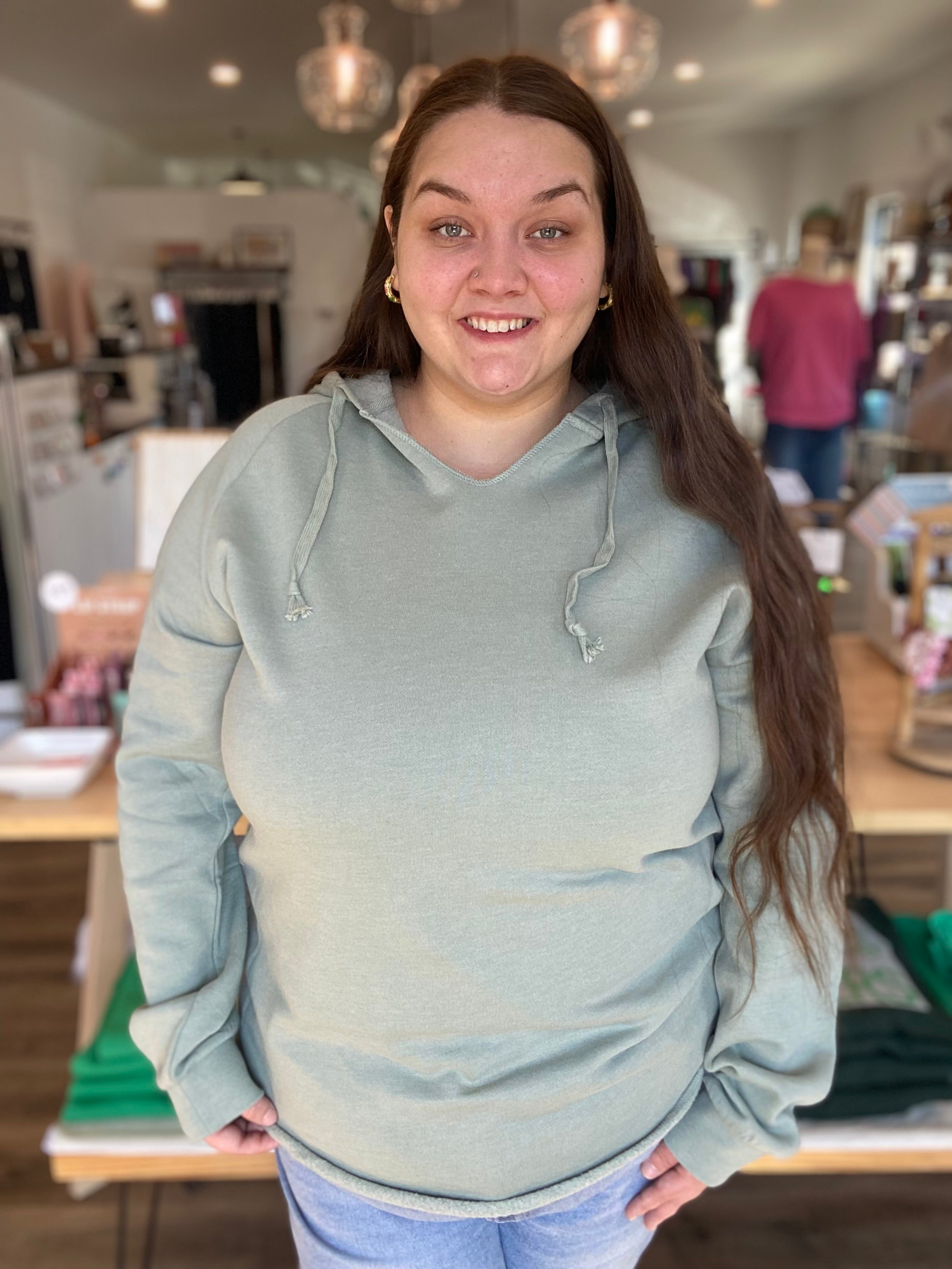 Shop Pigment Dyed Hoodie - Sage- at Ruby Joy Boutique, a Women's Clothing Store in Pickerington, Ohio