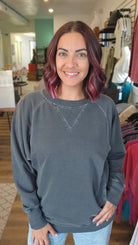 Shop Pigment Dyed Pullover with Pockets - Black- at Ruby Joy Boutique, a Women's Clothing Store in Pickerington, Ohio
