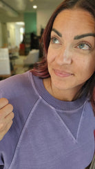Shop Pigment Dyed Pullover with Pockets - Lilac- at Ruby Joy Boutique, a Women's Clothing Store in Pickerington, Ohio
