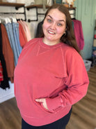 Shop Pigment Dyed Pullover with Pockets - Ruby- at Ruby Joy Boutique, a Women's Clothing Store in Pickerington, Ohio