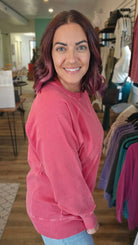 Shop Pigment Dyed Pullover with Pockets - Ruby- at Ruby Joy Boutique, a Women's Clothing Store in Pickerington, Ohio