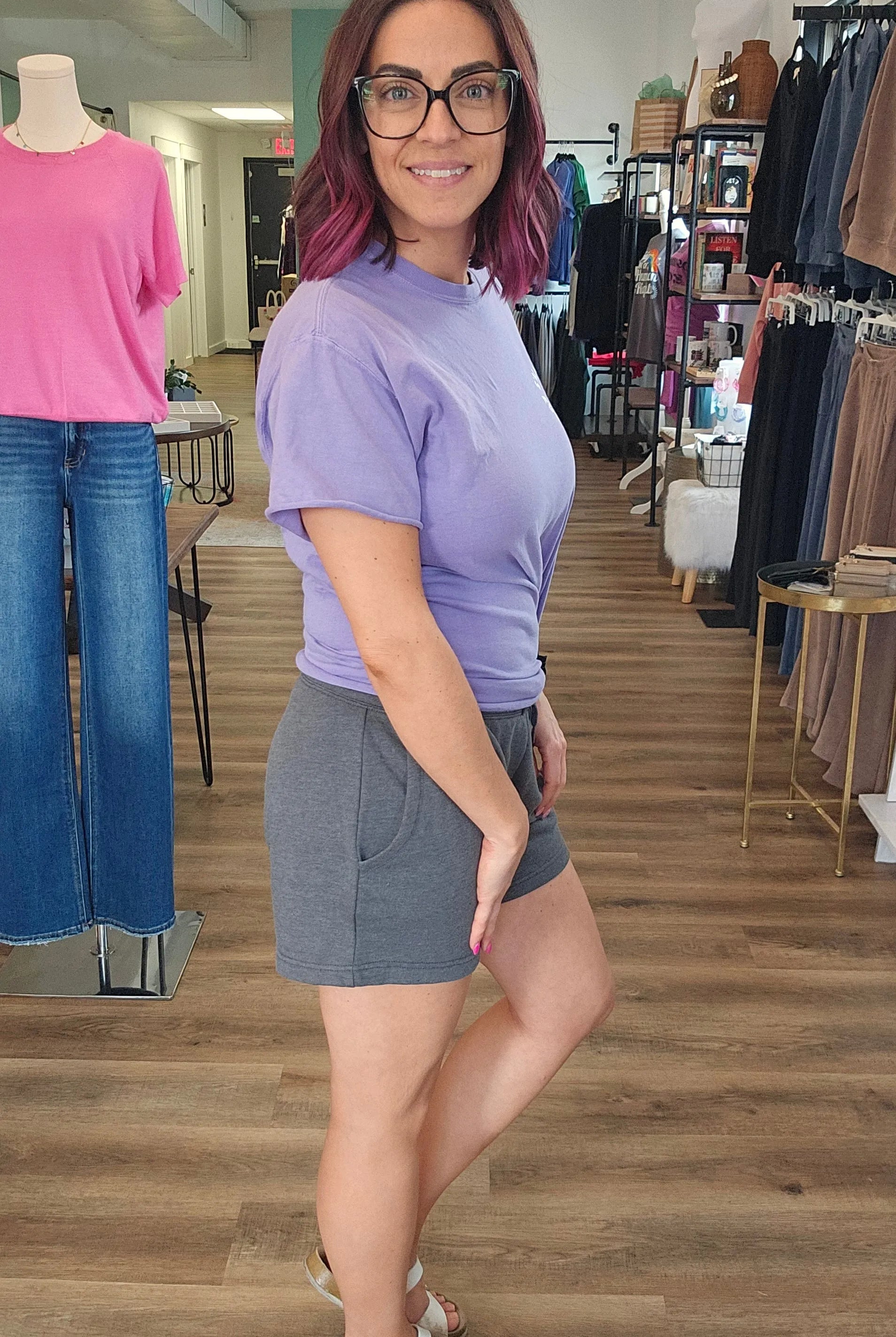 Shop Pigment Dyed Shorts - Gray- at Ruby Joy Boutique, a Women's Clothing Store in Pickerington, Ohio