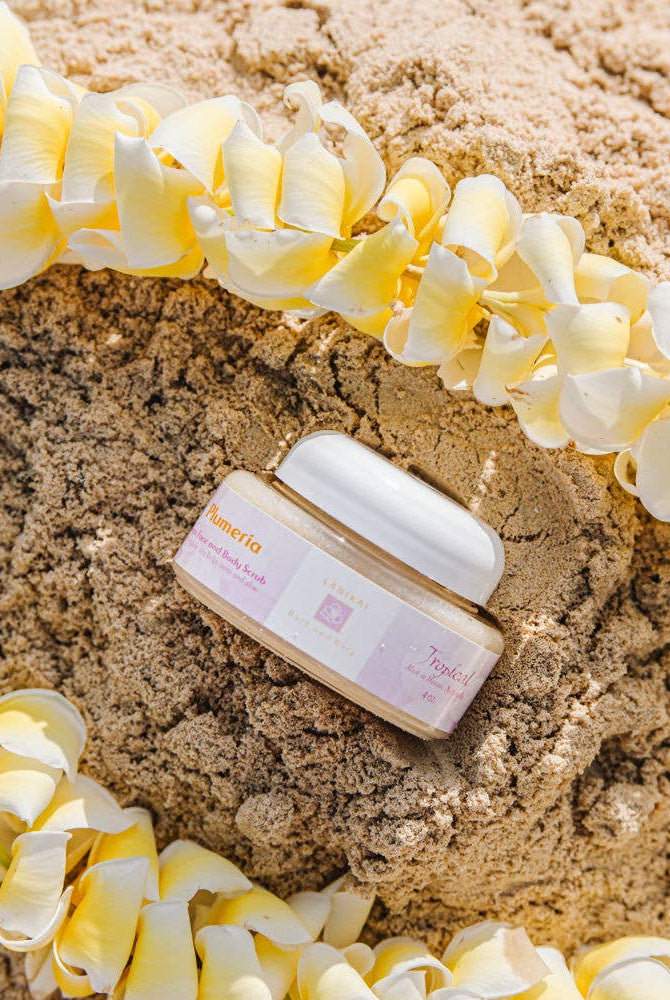 Shop Plumeria Hawaiian Cane Sugar Body Scrub- at Ruby Joy Boutique, a Women's Clothing Store in Pickerington, Ohio