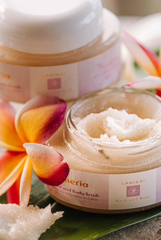 Shop Plumeria Hawaiian Cane Sugar Body Scrub- at Ruby Joy Boutique, a Women's Clothing Store in Pickerington, Ohio