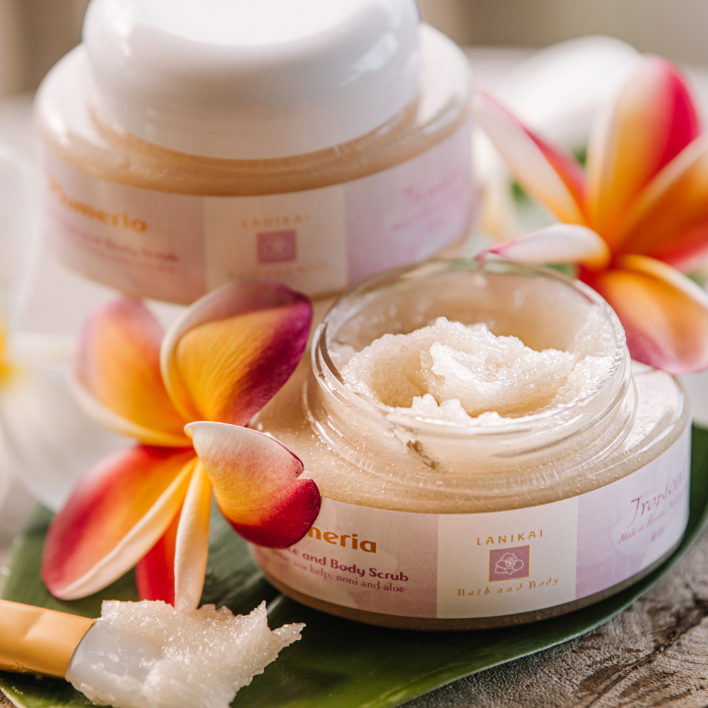 Shop Plumeria Hawaiian Cane Sugar Body Scrub- at Ruby Joy Boutique, a Women's Clothing Store in Pickerington, Ohio