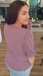 Shop Pointelle Puff Sleeve Snap Front Top- at Ruby Joy Boutique, a Women's Clothing Store in Pickerington, Ohio