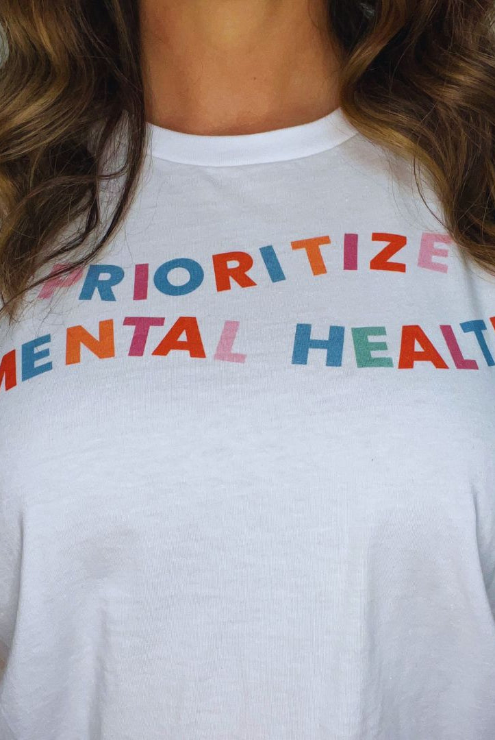 Shop Prioritize Mental Health Classic Tee | Kind Cotton- at Ruby Joy Boutique, a Women's Clothing Store in Pickerington, Ohio