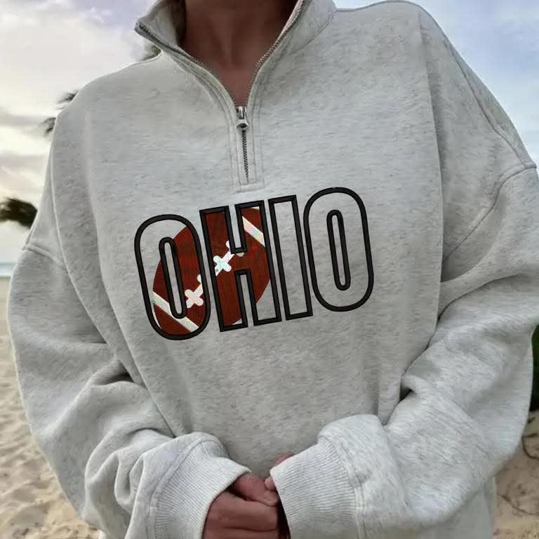Shop Quarter-Zip Embroidered Sports Sweatshirt - Custom Requests-S at Ruby Joy Boutique, a Women's Clothing Store in Pickerington, Ohio