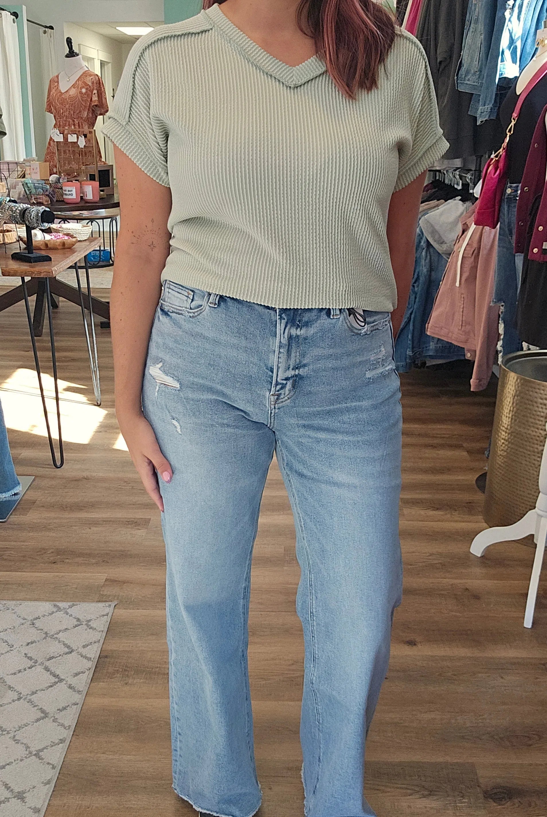 Shop Quinny Wide Leg Jeans | Mica Denim-Jeans at Ruby Joy Boutique, a Women's Clothing Store in Pickerington, Ohio