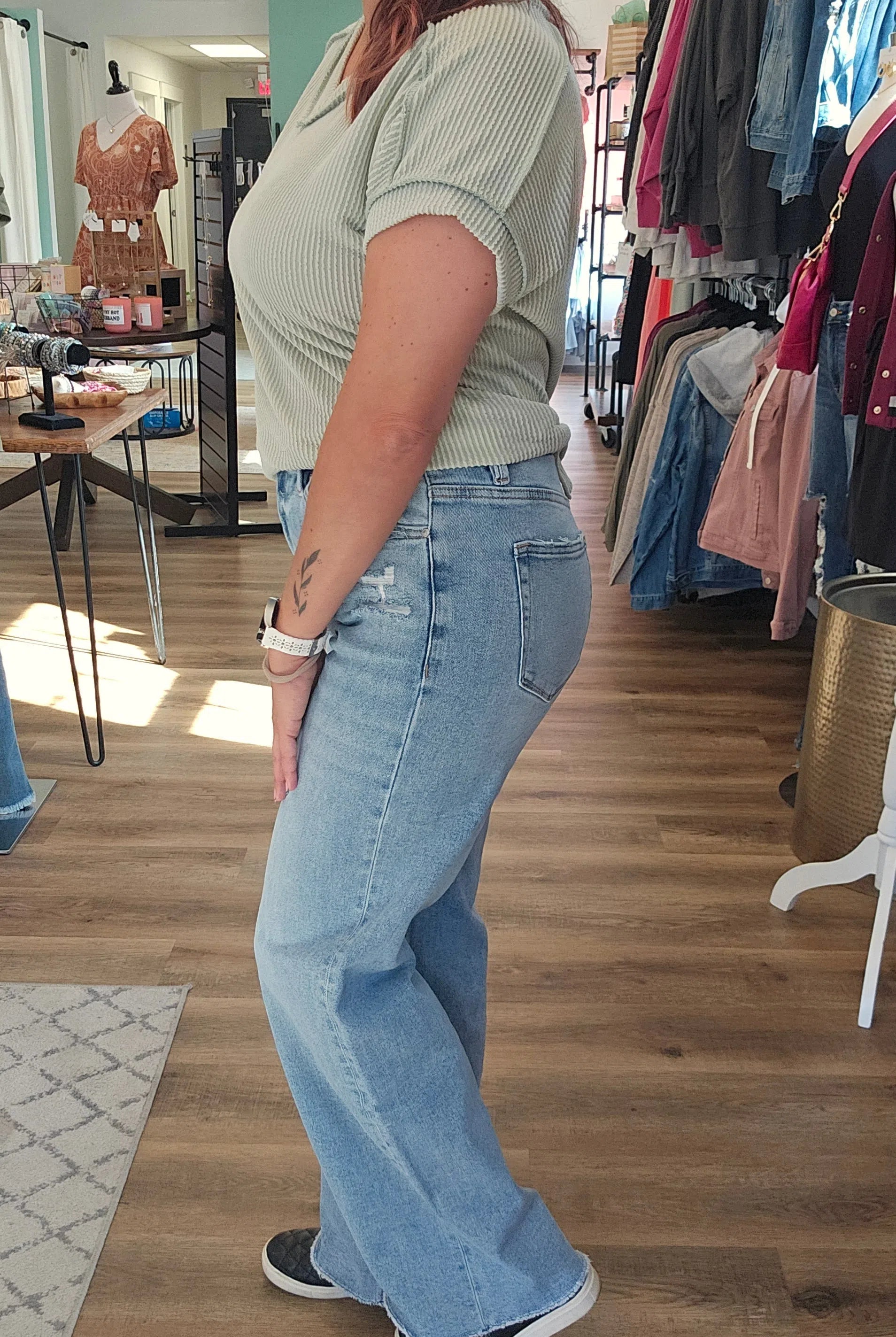 Shop Quinny Wide Leg Jeans | Mica Denim-Jeans at Ruby Joy Boutique, a Women's Clothing Store in Pickerington, Ohio
