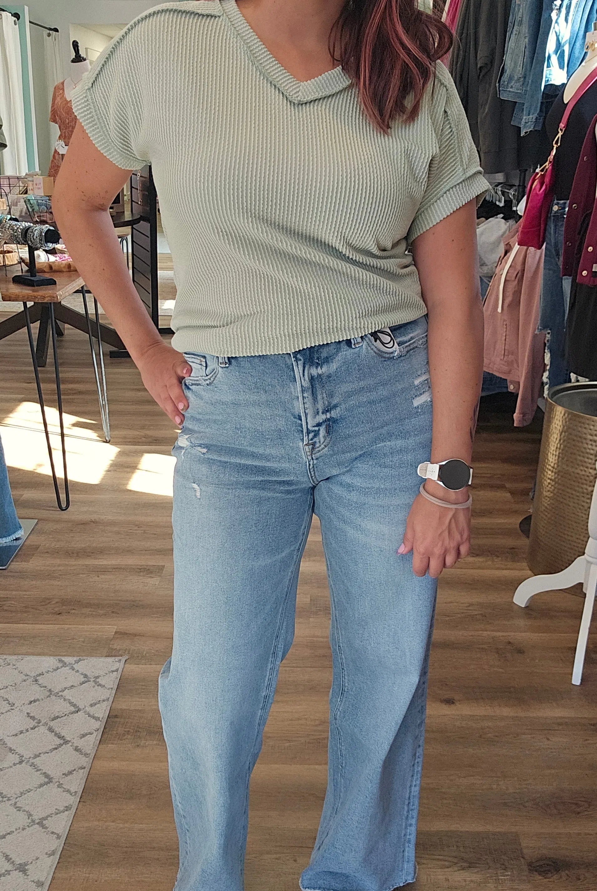 Shop Quinny Wide Leg Jeans | Mica Denim-Jeans at Ruby Joy Boutique, a Women's Clothing Store in Pickerington, Ohio