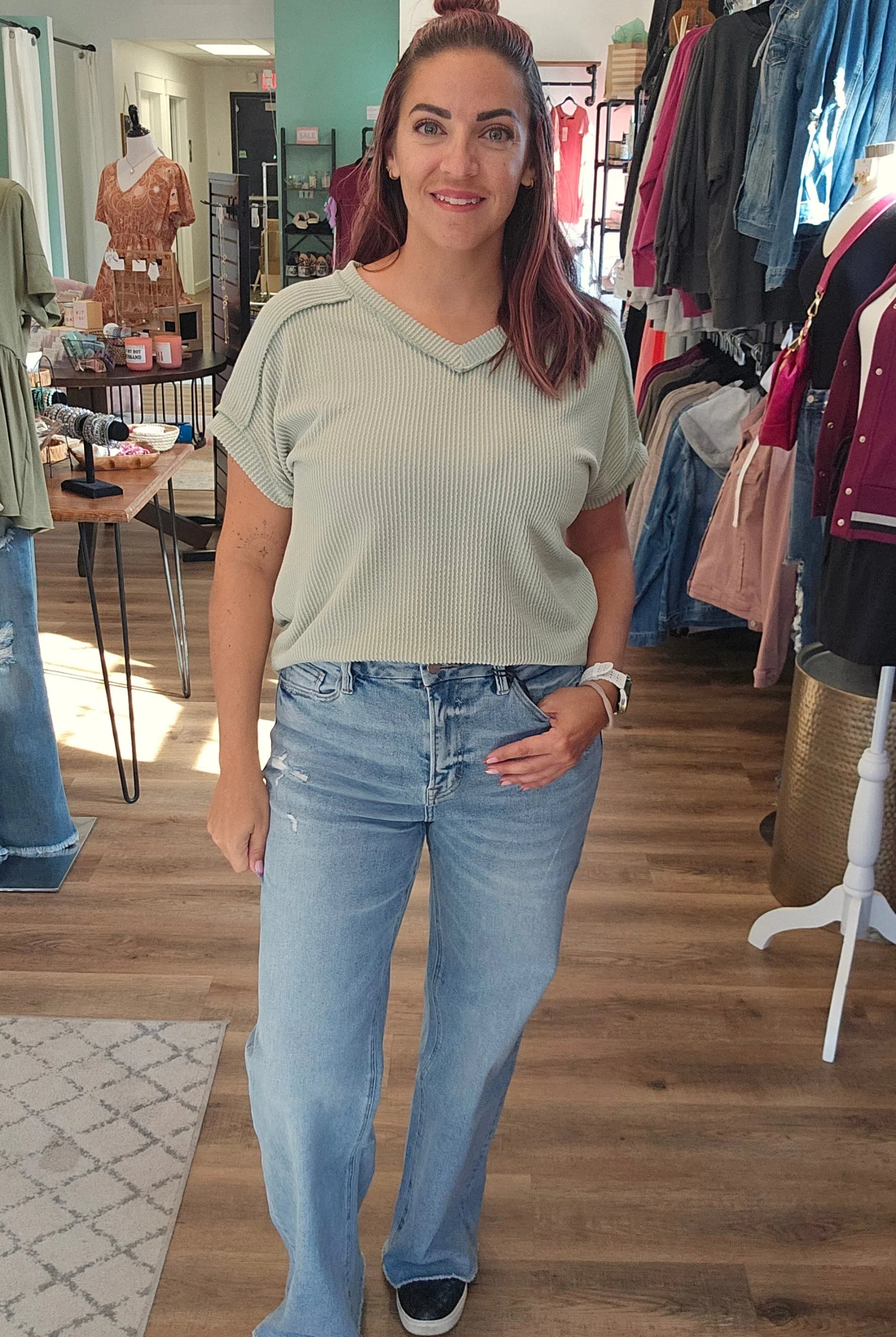 Shop Quinny Wide Leg Jeans | Mica Denim-Jeans at Ruby Joy Boutique, a Women's Clothing Store in Pickerington, Ohio