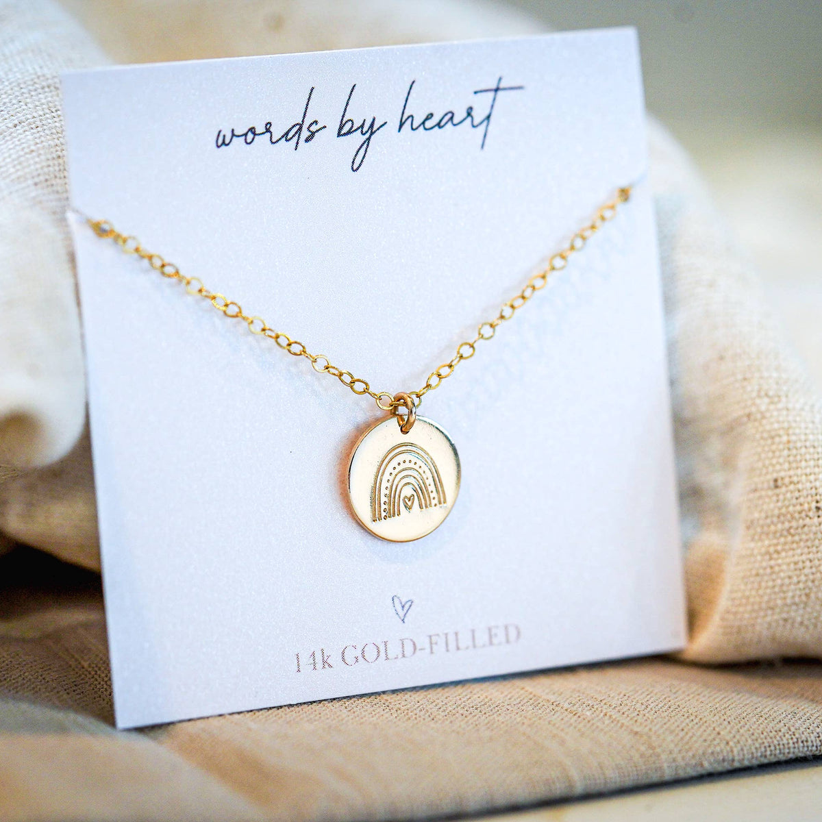 Shop Rainbow Stamped Charm Gold-filled Necklace-Necklaces at Ruby Joy Boutique, a Women's Clothing Store in Pickerington, Ohio