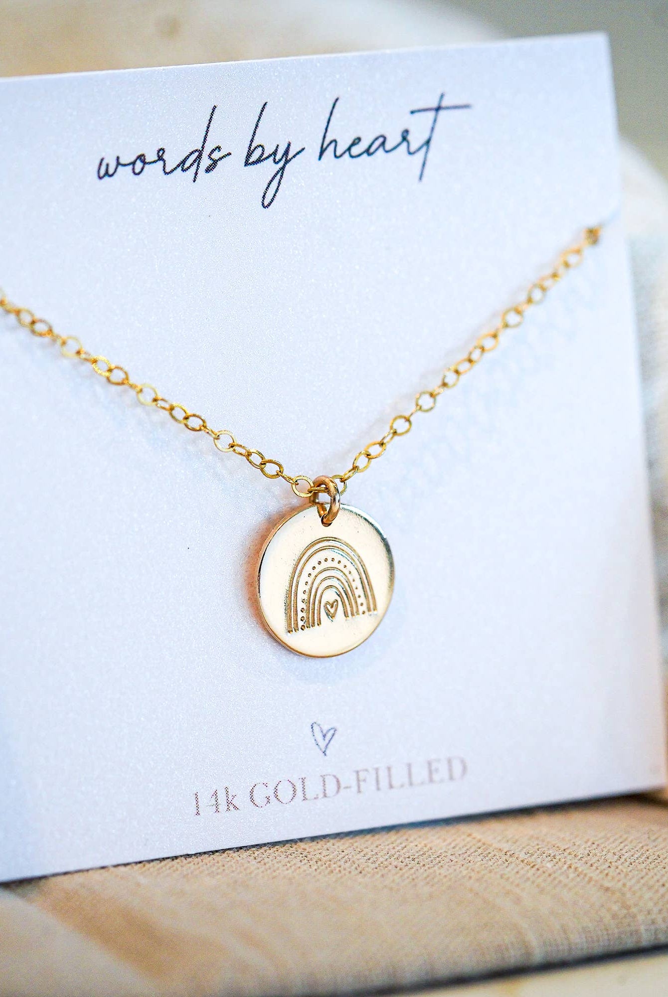 Shop Rainbow Stamped Charm Gold-filled Necklace-Necklaces at Ruby Joy Boutique, a Women's Clothing Store in Pickerington, Ohio