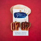 Shop Red Glitter &Gold Mirror 87 Dangles KC Chiefs Football Travis Kelce-Earrings at Ruby Joy Boutique, a Women's Clothing Store in Pickerington, Ohio