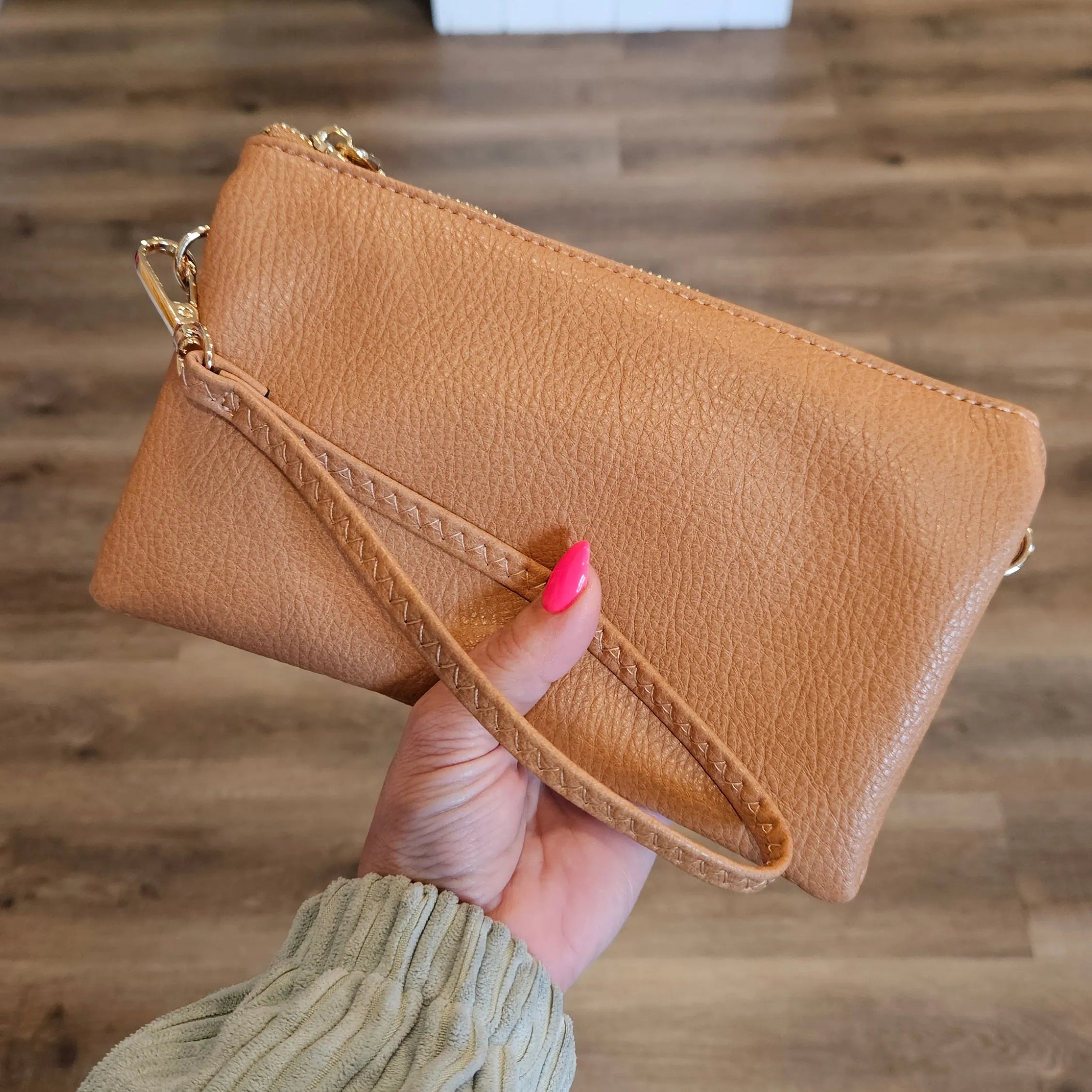 Shop Riley Crossbody/Wristlet Purse - Camel- at Ruby Joy Boutique, a Women's Clothing Store in Pickerington, Ohio