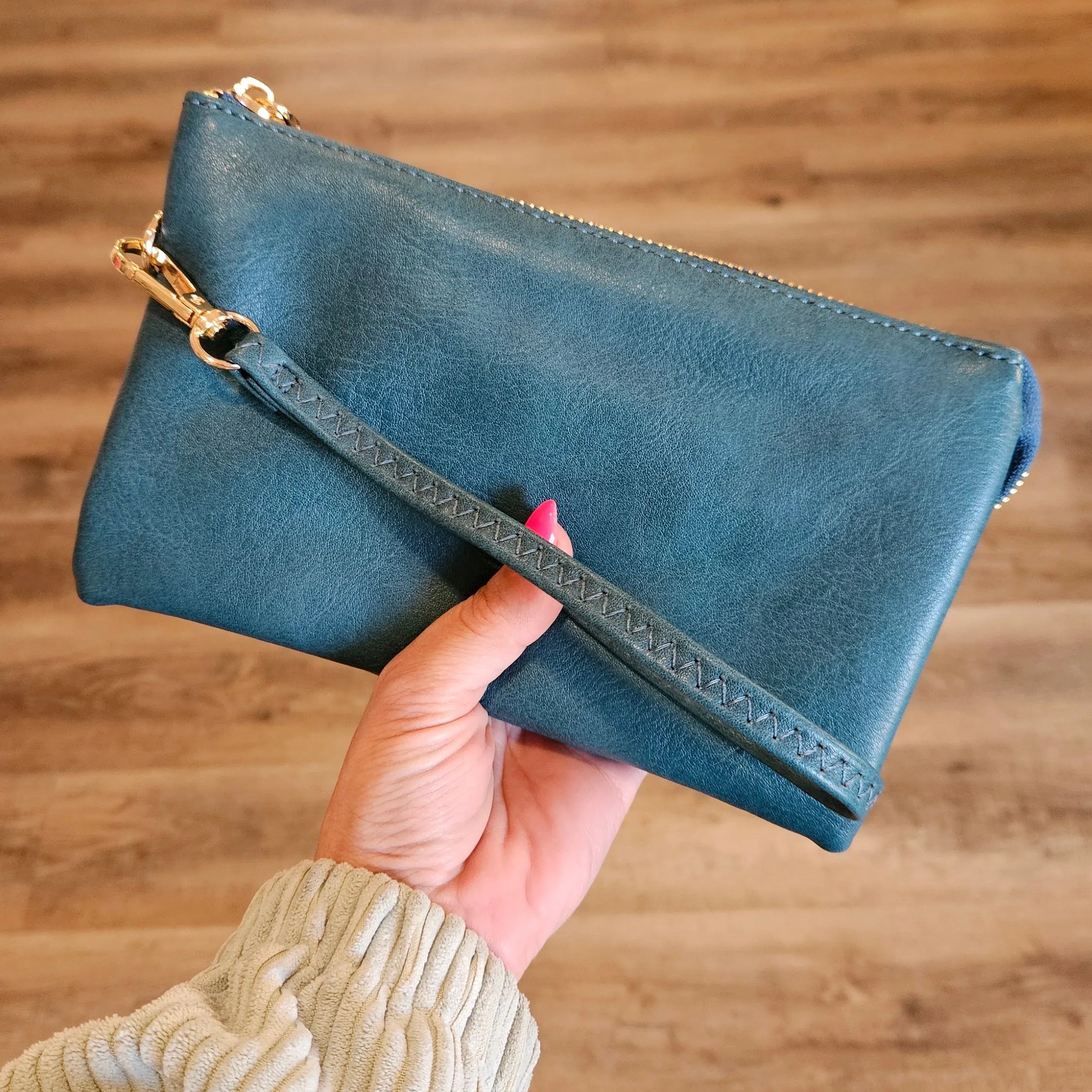Shop Riley Crossbody/Wristlet Purse - Deep Teal- at Ruby Joy Boutique, a Women's Clothing Store in Pickerington, Ohio