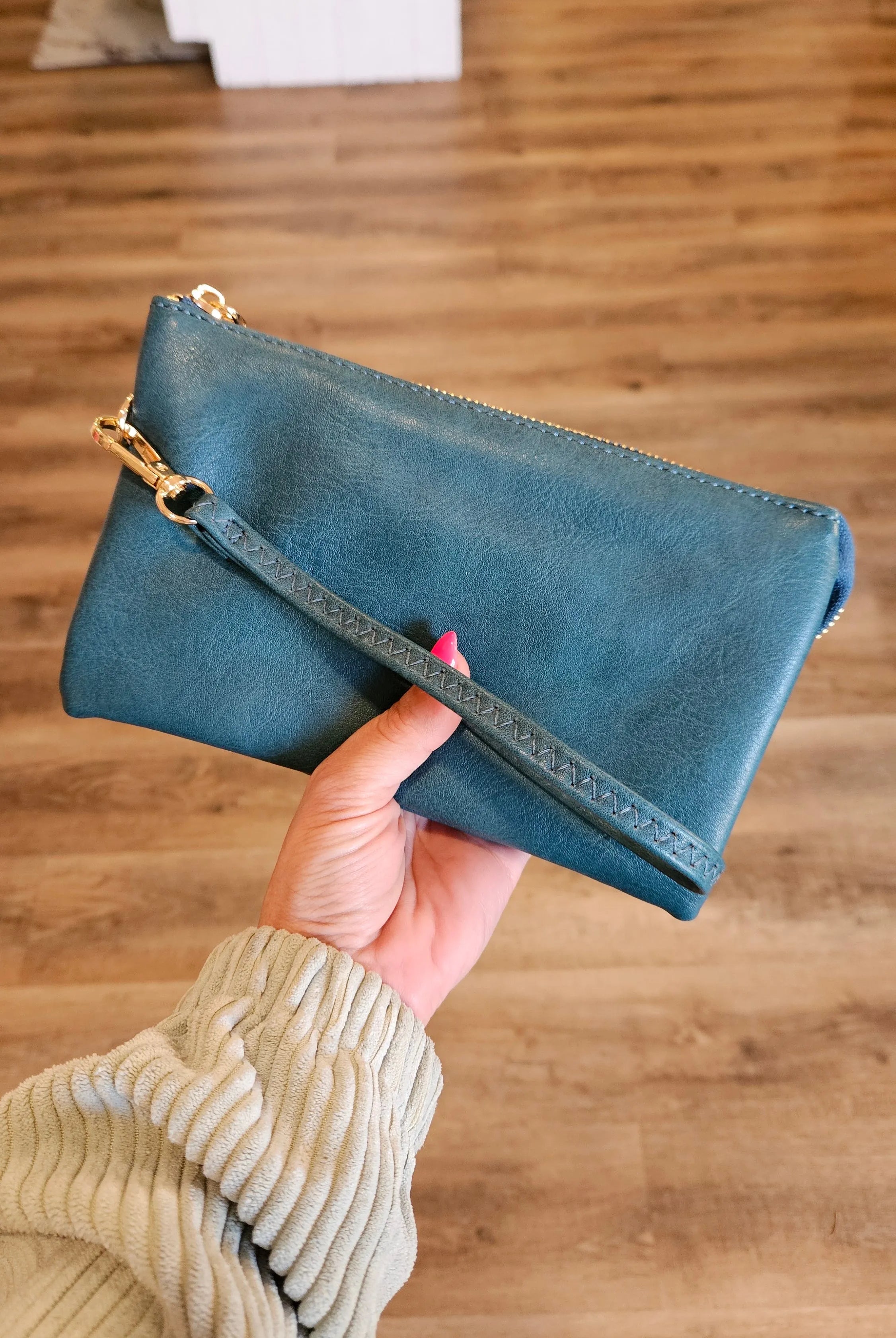 Shop Riley Crossbody/Wristlet Purse - Deep Teal- at Ruby Joy Boutique, a Women's Clothing Store in Pickerington, Ohio