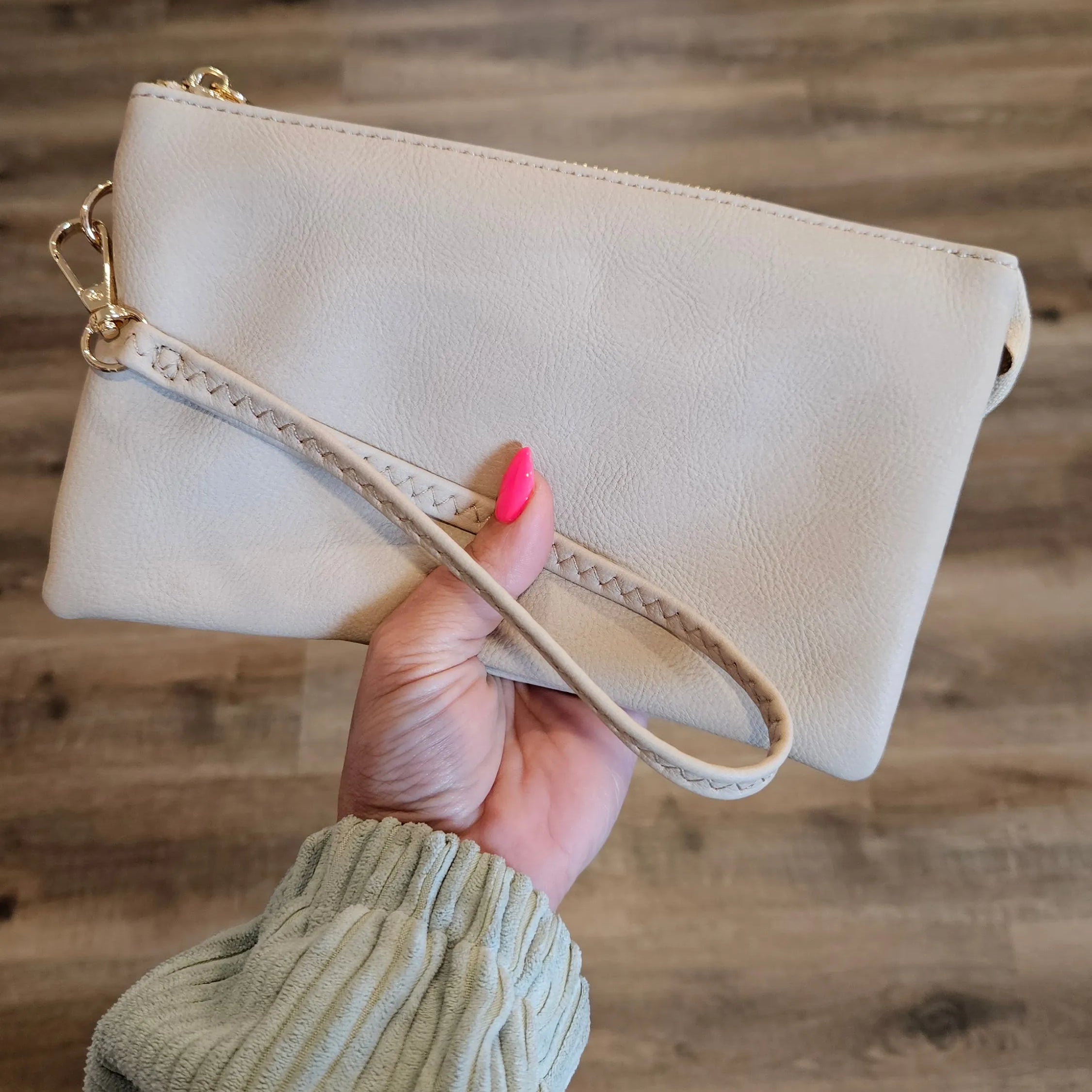 Shop Riley Crossbody/Wristlet Purse - Light Beige- at Ruby Joy Boutique, a Women's Clothing Store in Pickerington, Ohio