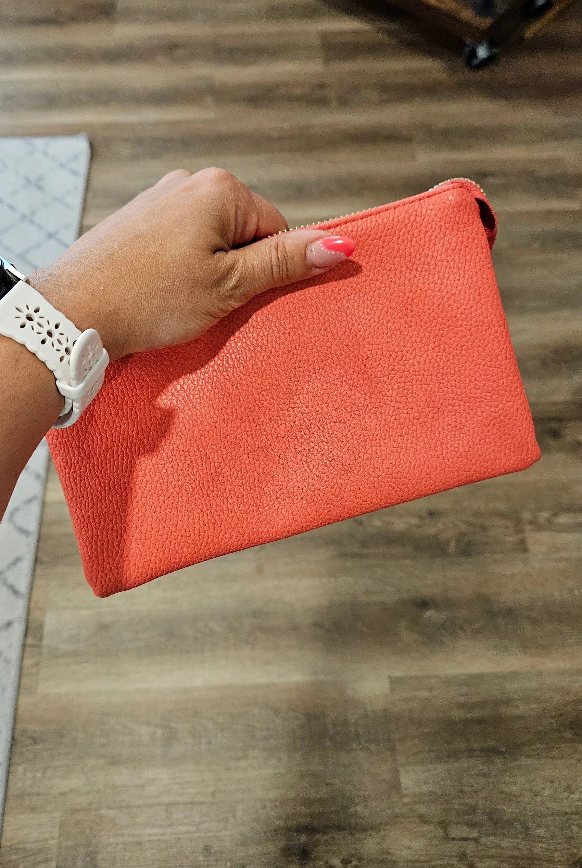 Shop Riley Crossbody/Wristlet Purses-Coral at Ruby Joy Boutique, a Women's Clothing Store in Pickerington, Ohio