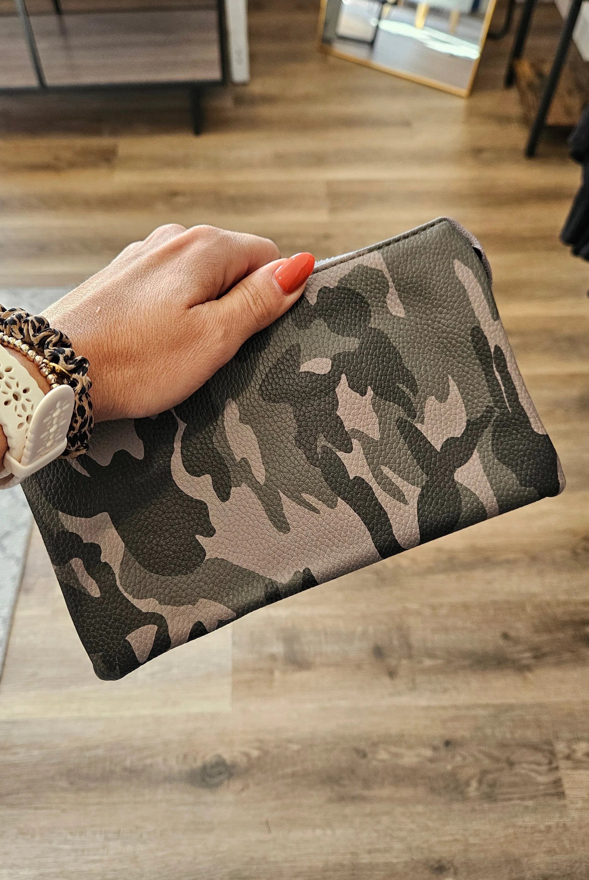 Shop Riley Crossbody/Wristlet Purses-Camouflage at Ruby Joy Boutique, a Women's Clothing Store in Pickerington, Ohio