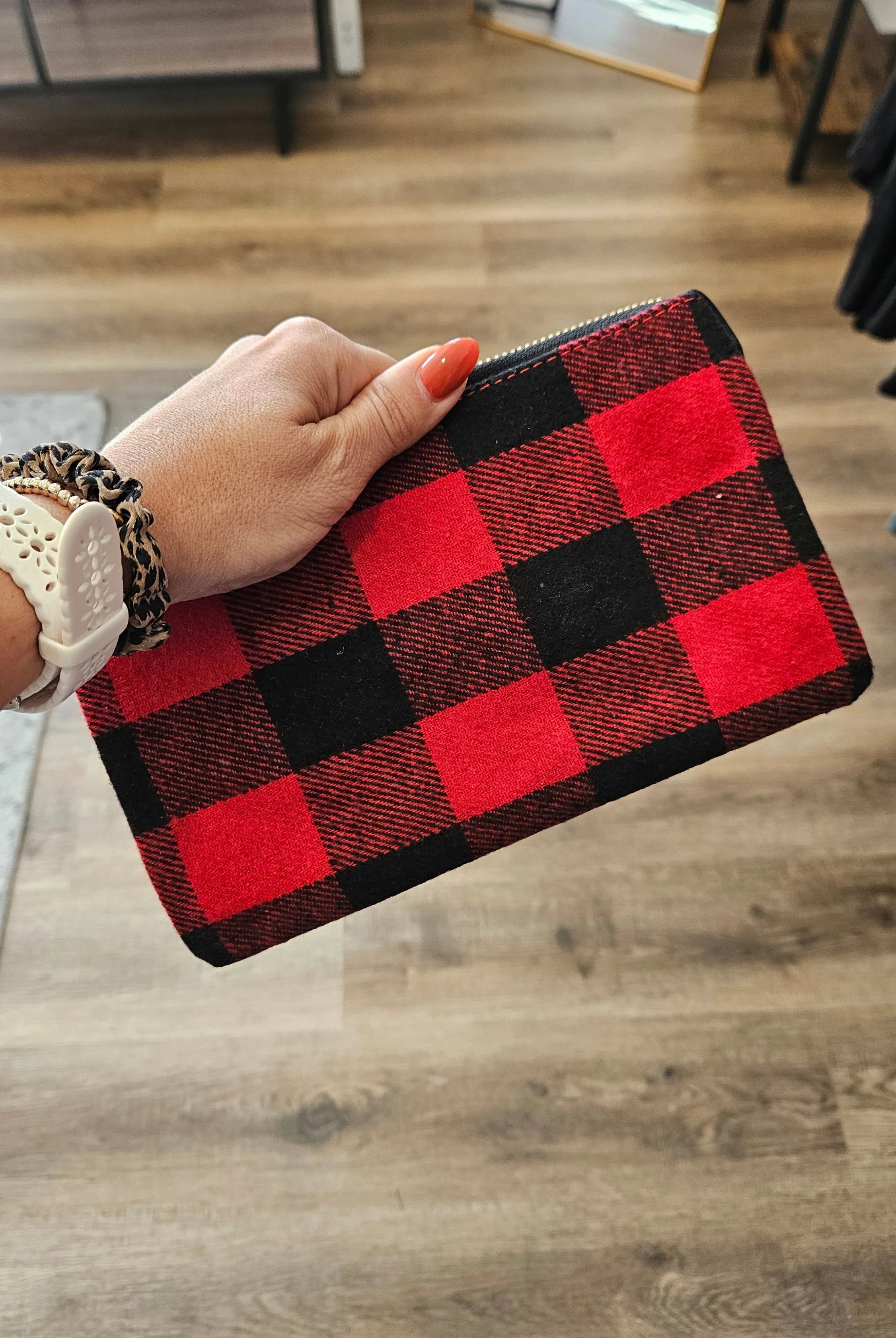 Shop Riley Crossbody/Wristlet Purses-Buffalo Plaid Flannel at Ruby Joy Boutique, a Women's Clothing Store in Pickerington, Ohio