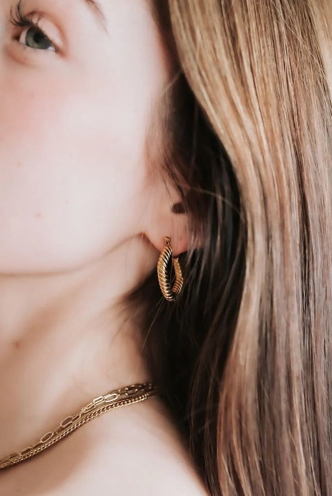 Shop Roped Square Hoop Earrings - Waterproof-Earrings at Ruby Joy Boutique, a Women's Clothing Store in Pickerington, Ohio
