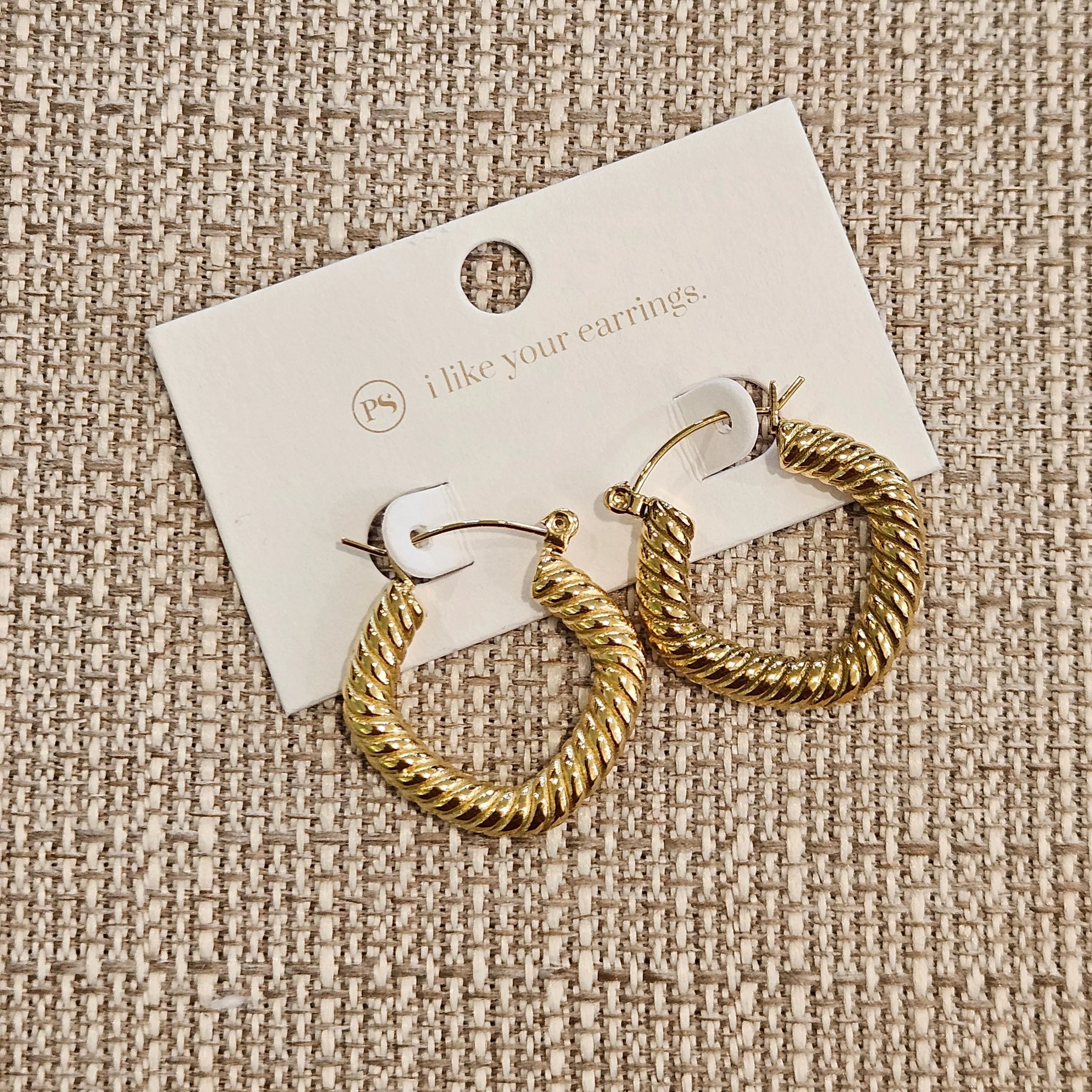 Shop Roped Square Hoop Earrings - Waterproof-Earrings at Ruby Joy Boutique, a Women's Clothing Store in Pickerington, Ohio