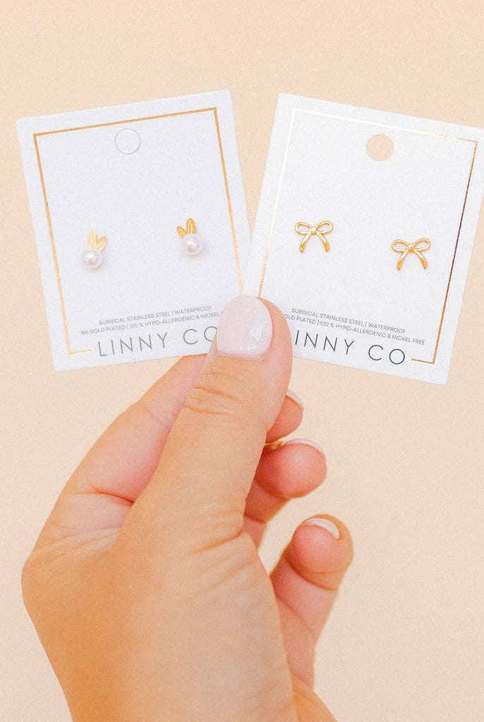 Shop Sadie Bow Screwback Stud Earrings- at Ruby Joy Boutique, a Women's Clothing Store in Pickerington, Ohio