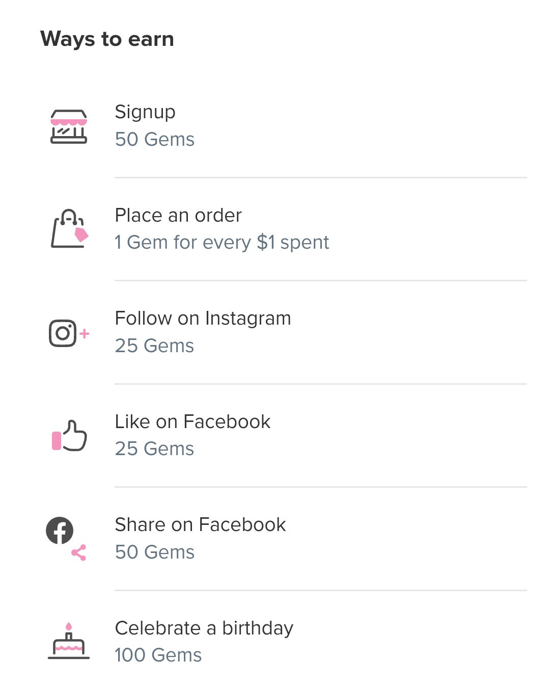 Ways To Earn Gems | Ruby Joy Boutique | Rewards | Ruby Joy Boutique