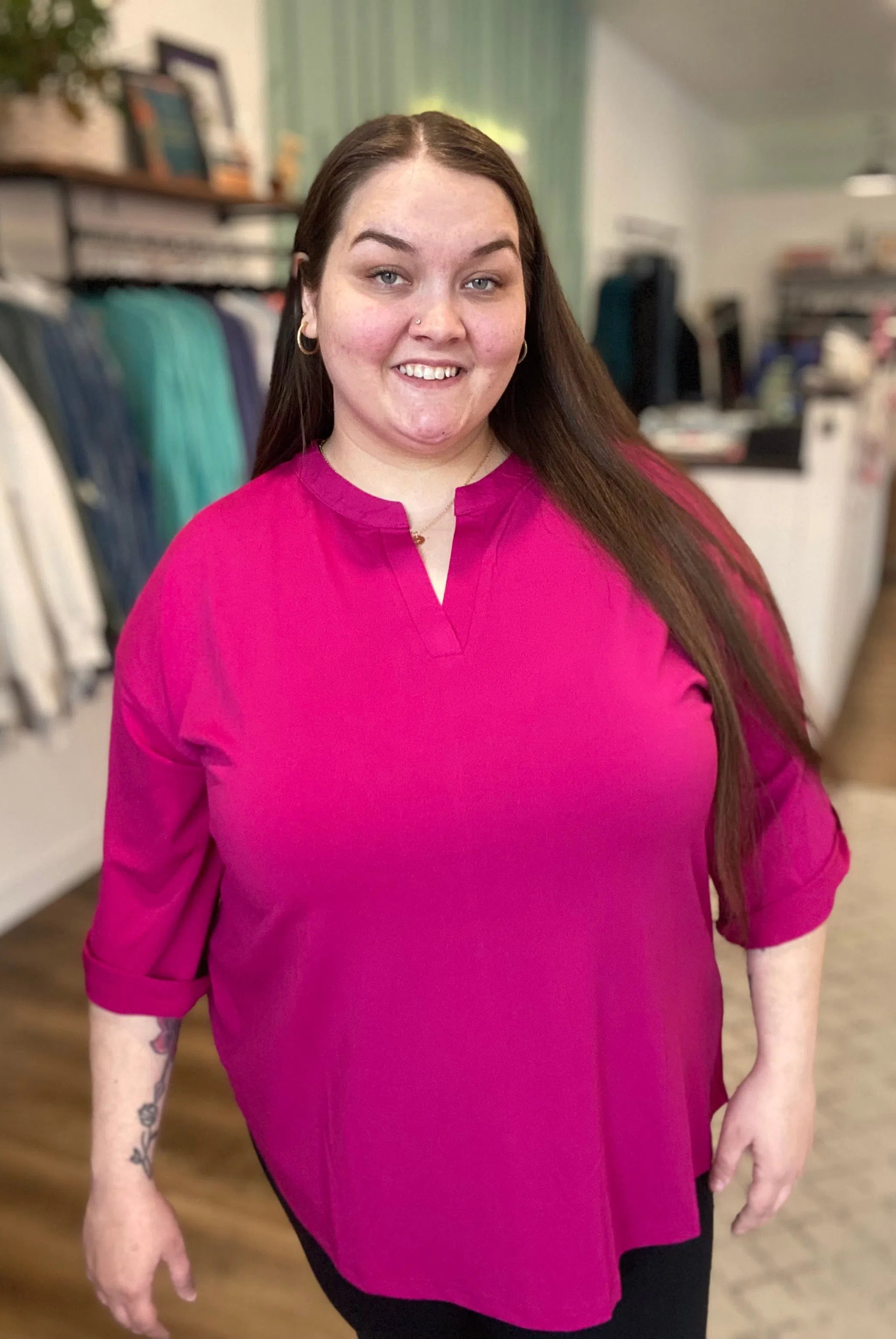 Shop Serena Tab-Sleeve Top- at Ruby Joy Boutique, a Women's Clothing Store in Pickerington, Ohio