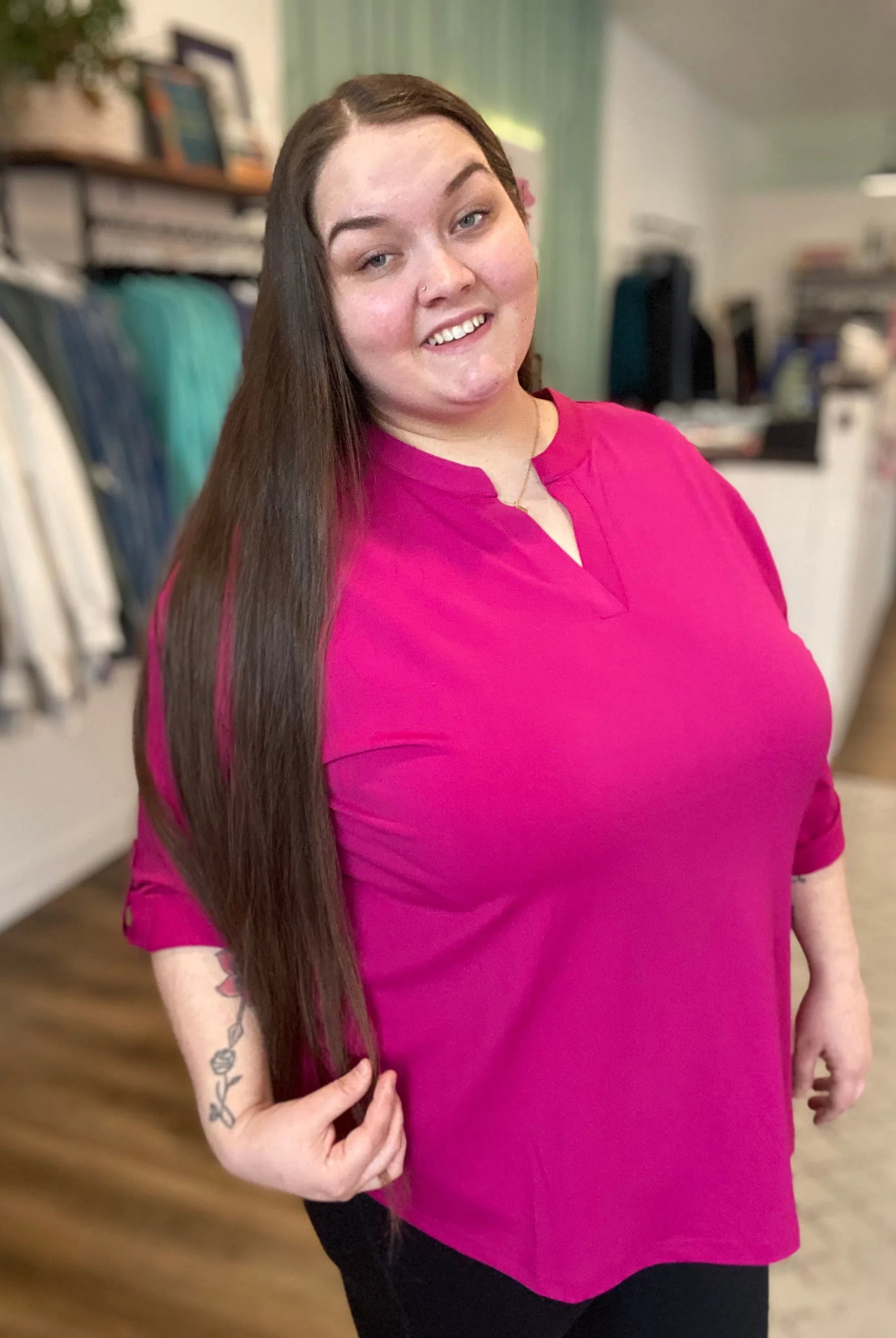 Shop Serena Tab-Sleeve Top- at Ruby Joy Boutique, a Women's Clothing Store in Pickerington, Ohio