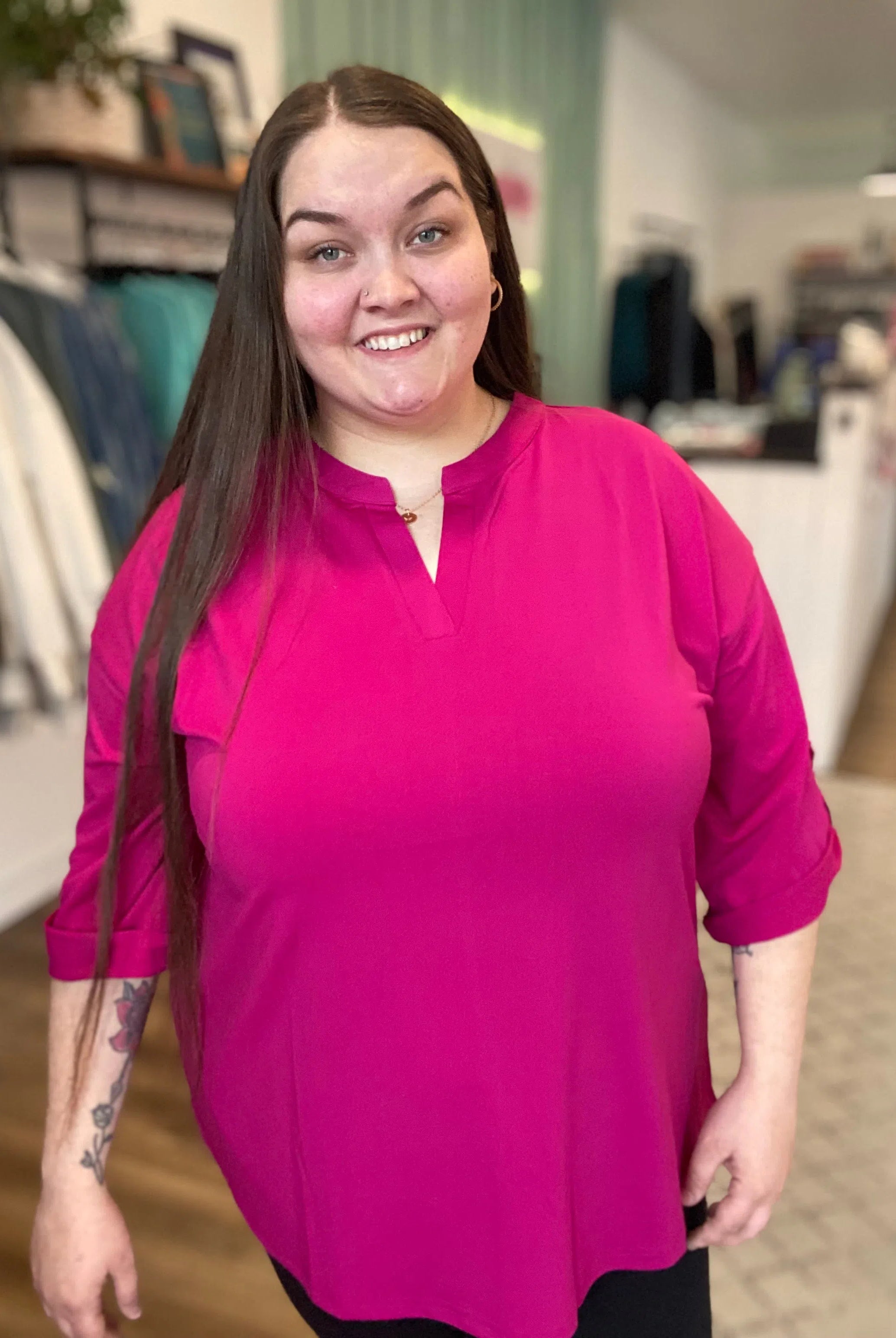 Shop Serena Tab-Sleeve Top-XL at Ruby Joy Boutique, a Women's Clothing Store in Pickerington, Ohio