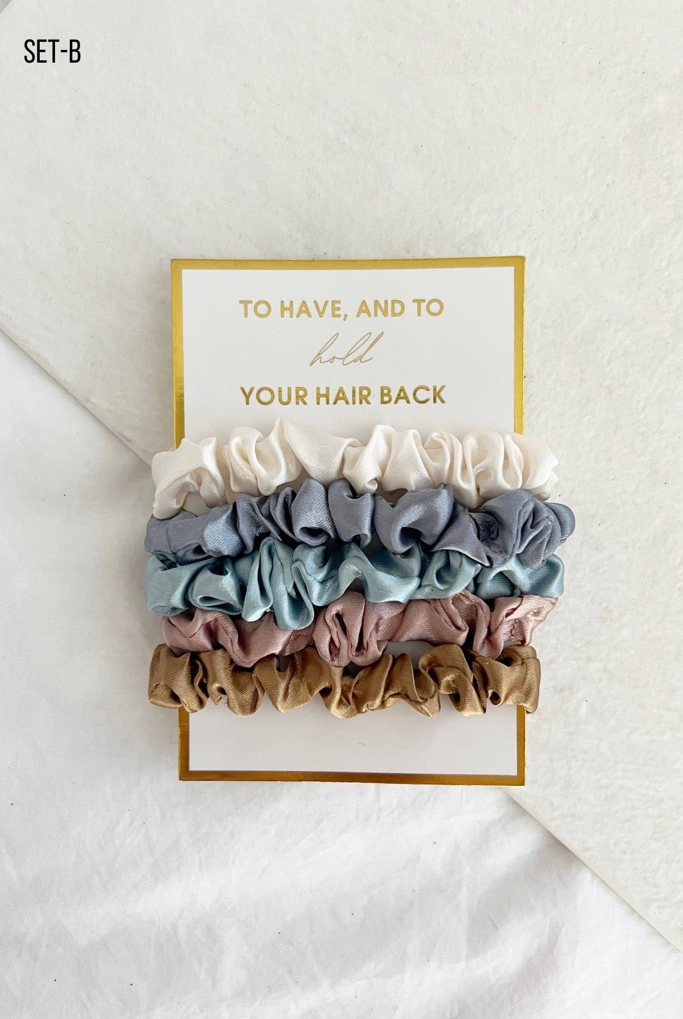 Shop Silky Mini Scrunchies - Set of 5-Blue Mix at Ruby Joy Boutique, a Women's Clothing Store in Pickerington, Ohio