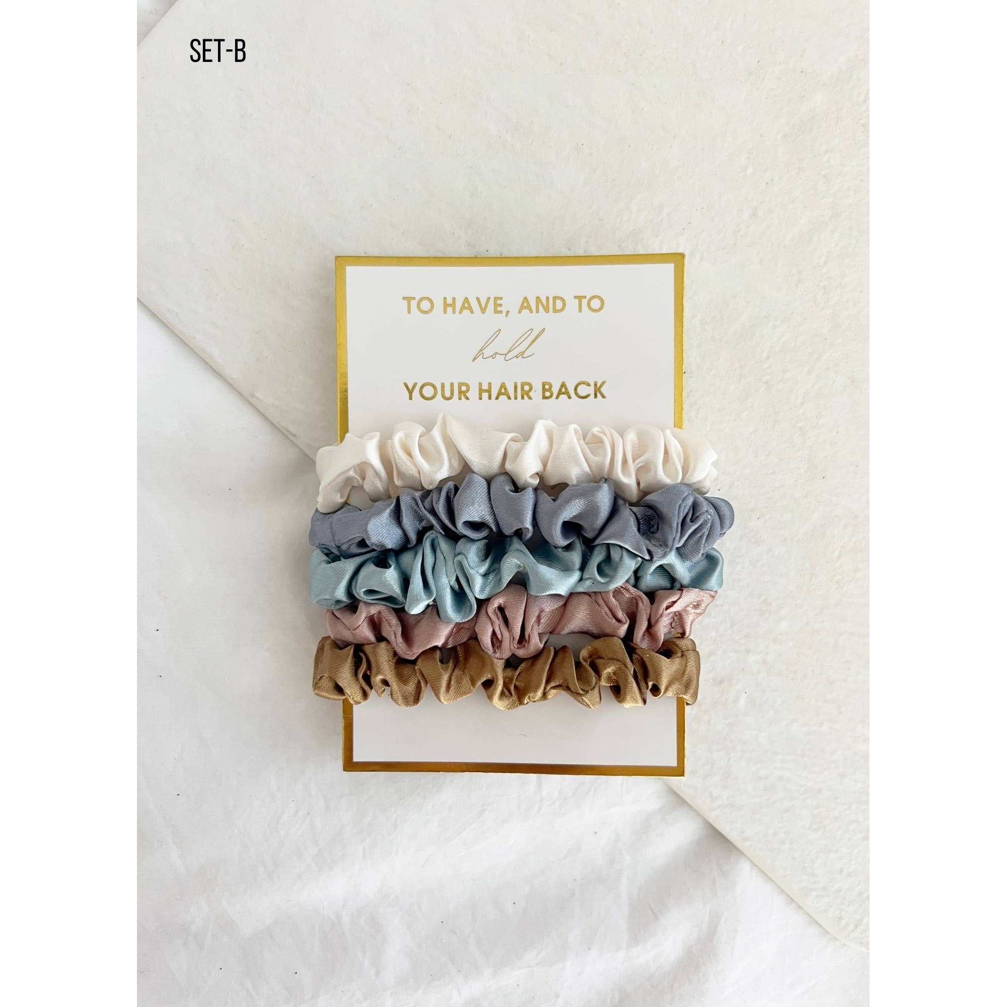 Shop Silky Mini Scrunchies - Set of 5-Blue Mix at Ruby Joy Boutique, a Women's Clothing Store in Pickerington, Ohio