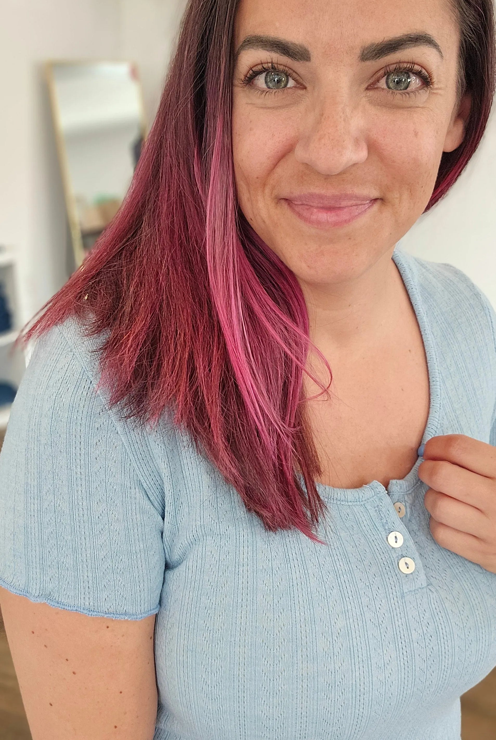 Shop Sky Blue Pointelle Top- at Ruby Joy Boutique, a Women's Clothing Store in Pickerington, Ohio