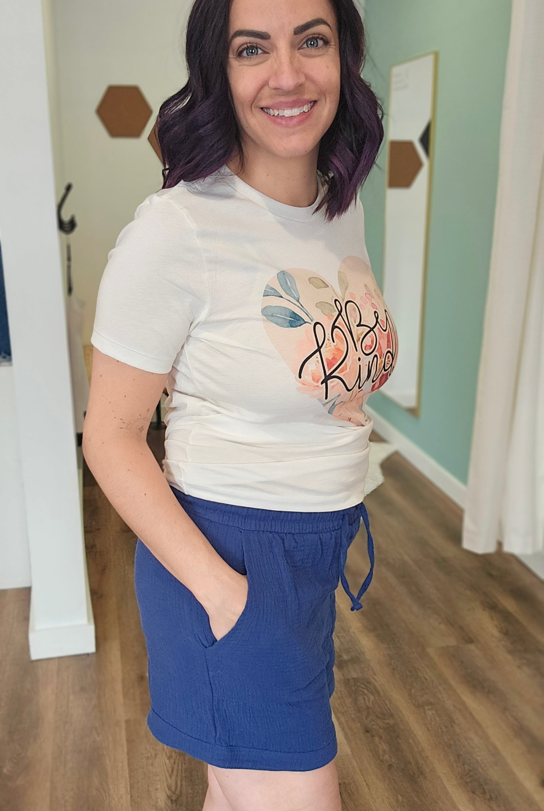 Shop Sonia Gauzy Drawstring Shorts - Navy-Shorts at Ruby Joy Boutique, a Women's Clothing Store in Pickerington, Ohio