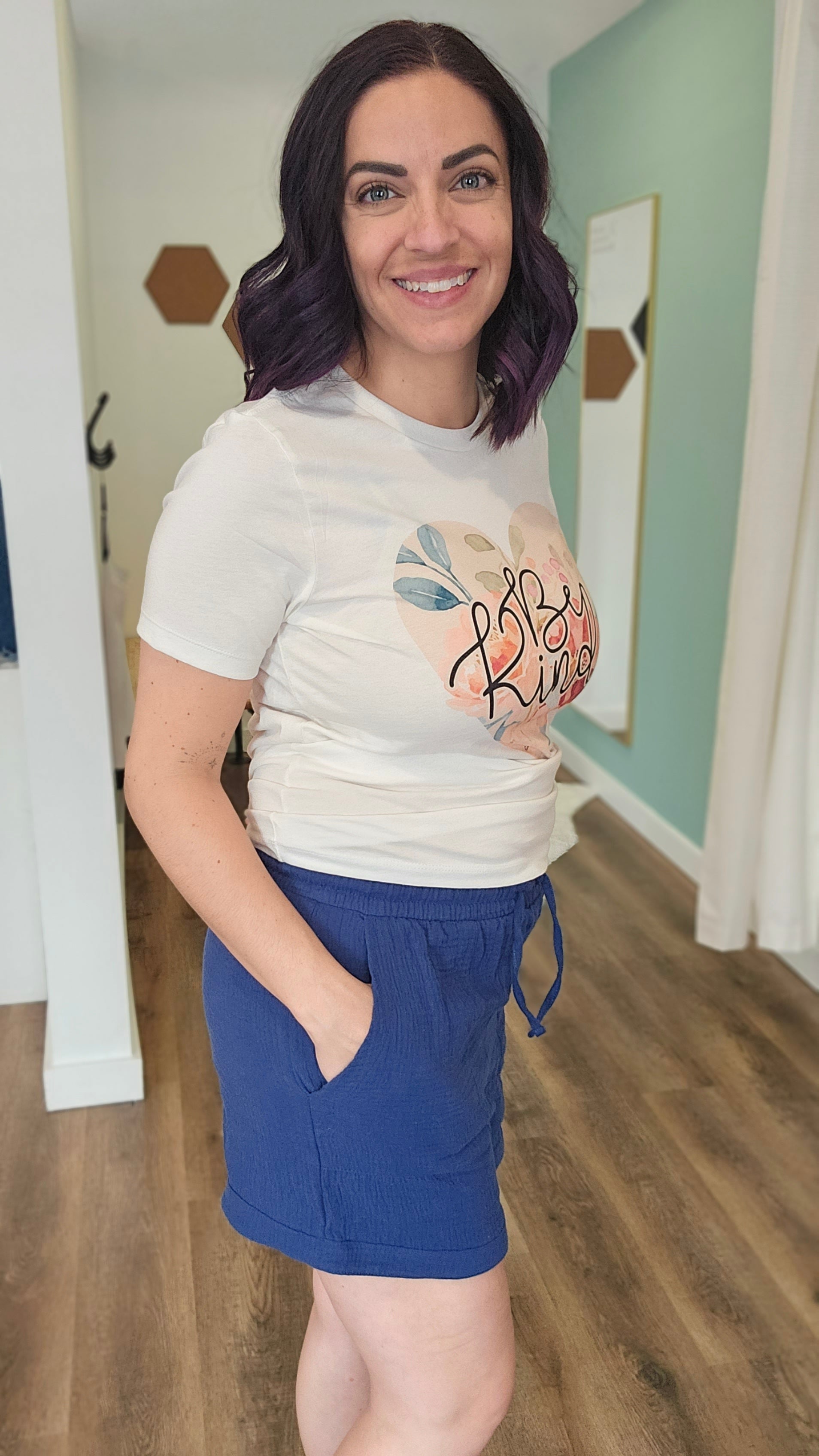 Shop Sonia Gauzy Drawstring Shorts - Navy-Shorts at Ruby Joy Boutique, a Women's Clothing Store in Pickerington, Ohio