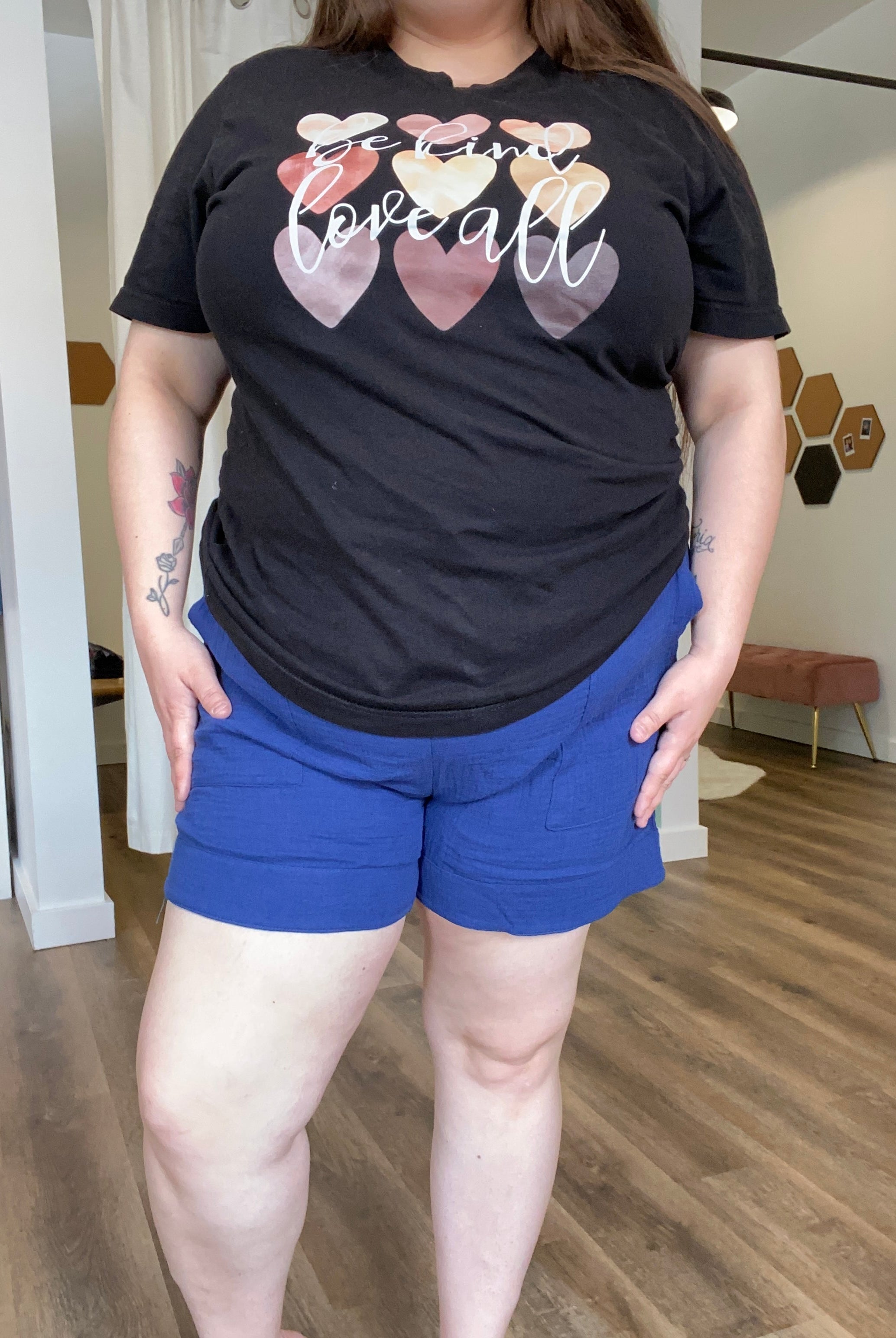 Shop Sonia Gauzy Drawstring Shorts - Navy-Shorts at Ruby Joy Boutique, a Women's Clothing Store in Pickerington, Ohio